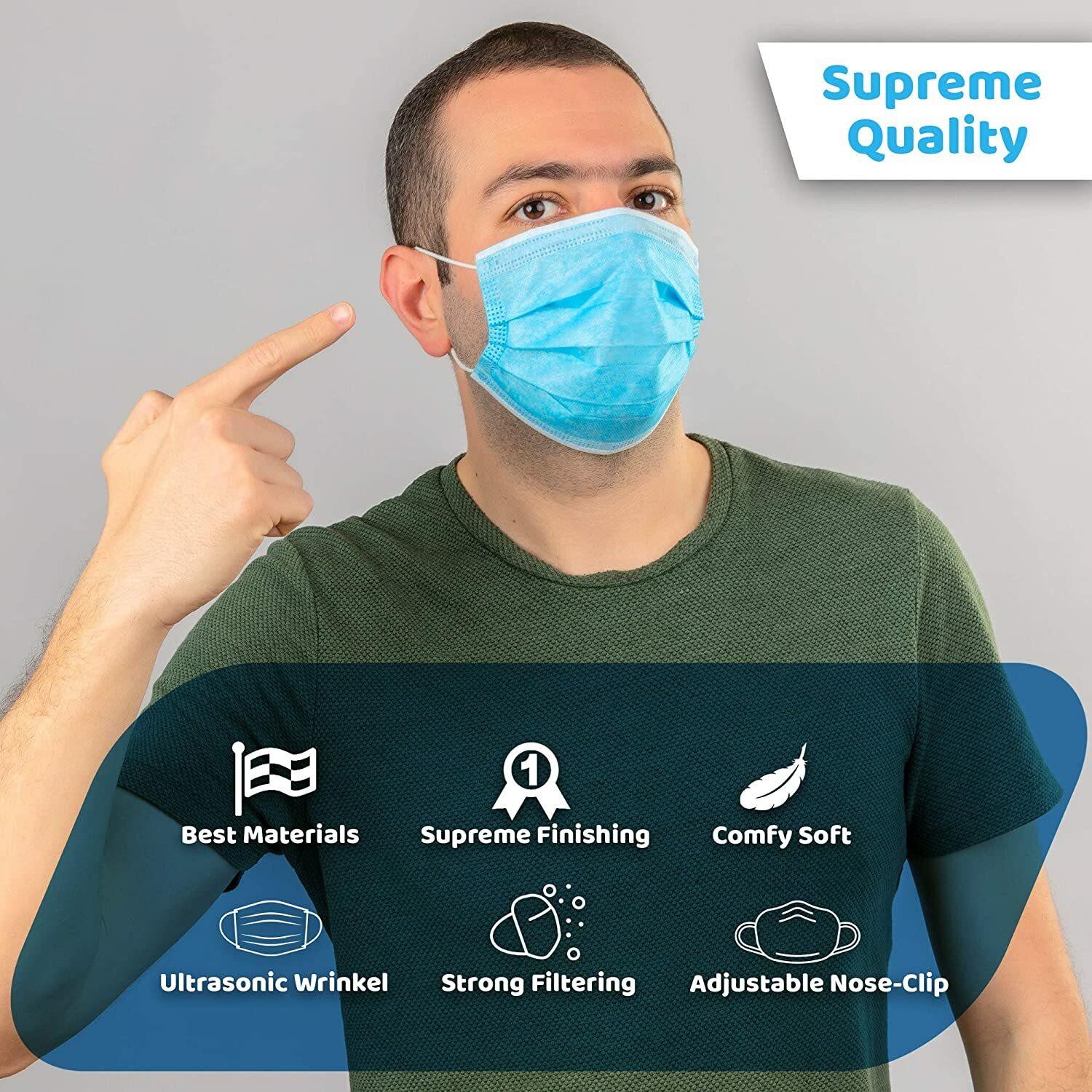 20/50/100 Pcs Disposable Face Mask Protective Non Medical 3-Ply Nose Mouth Cover