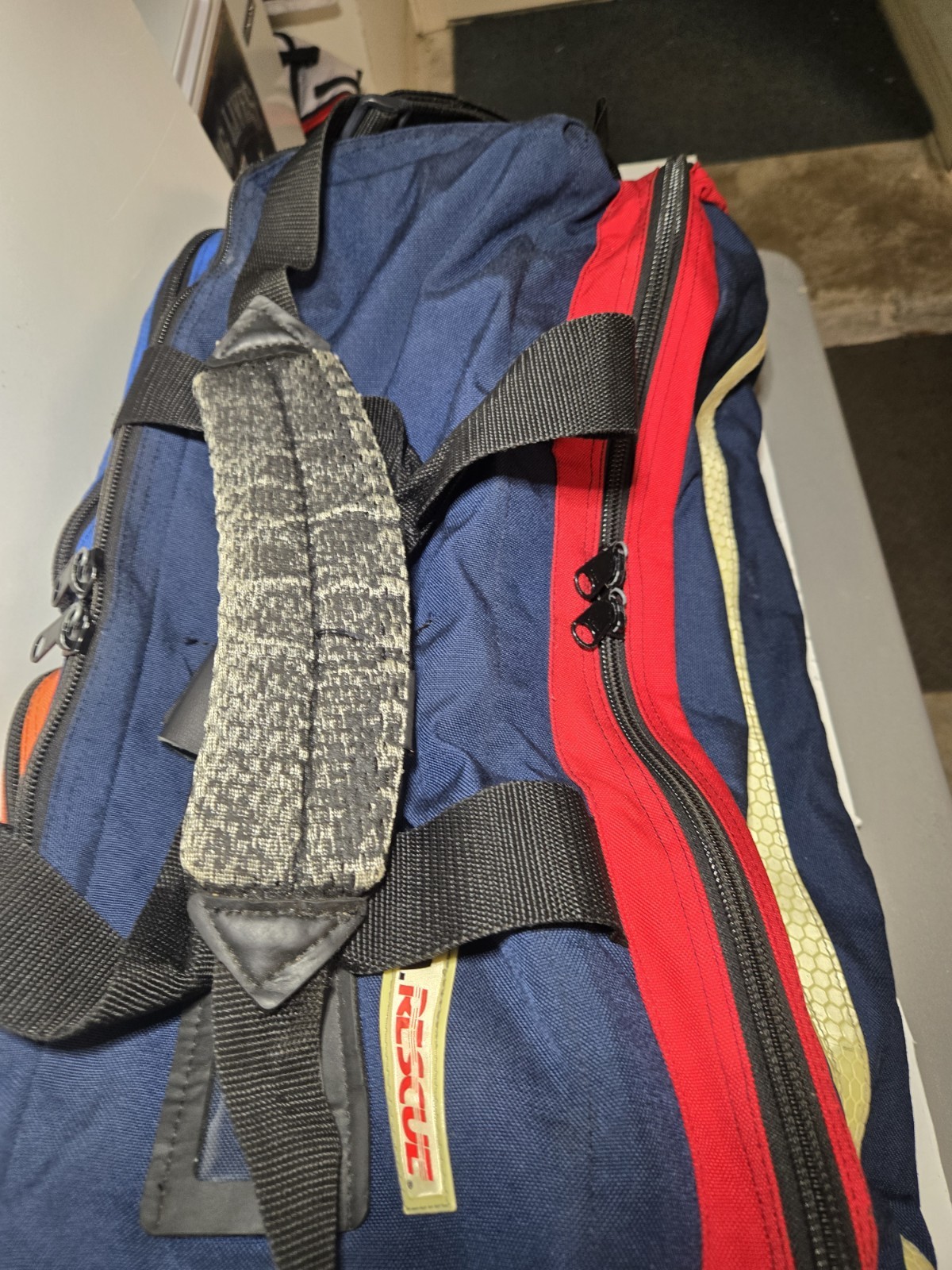 L.A. Rescue EMS/Trauma First Aid Gear Bag Blue w/ Red/Orange Trim, Multi Zip