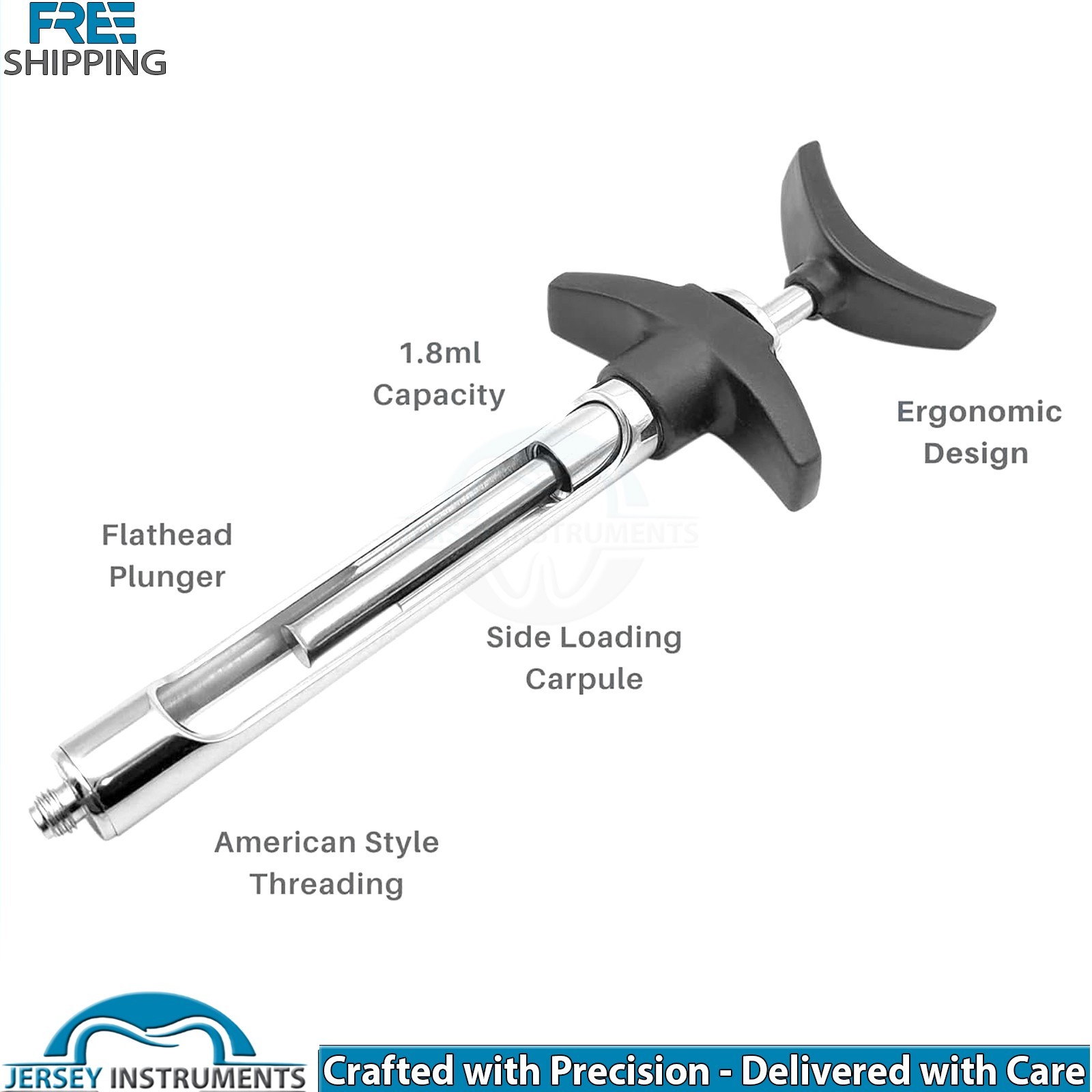 Dental Cartridge Syringe T Handle Type 2.2ml Black Anesthesia Injection Tool New