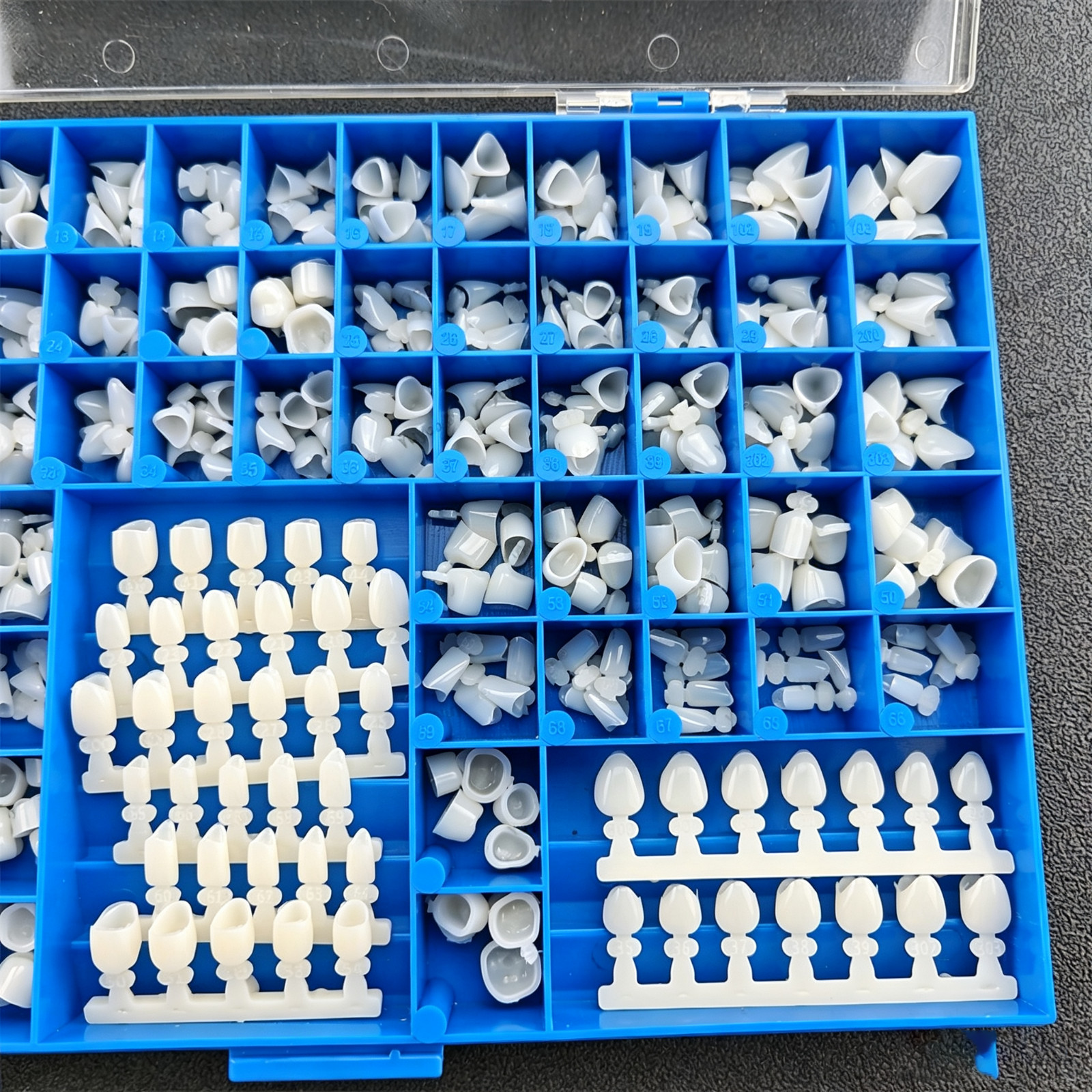NEW POLYCARBONATE TEMPORARY DENTAL CROWNS BOX KIT 390Pcs W/ CROWN MOLD GUIDES