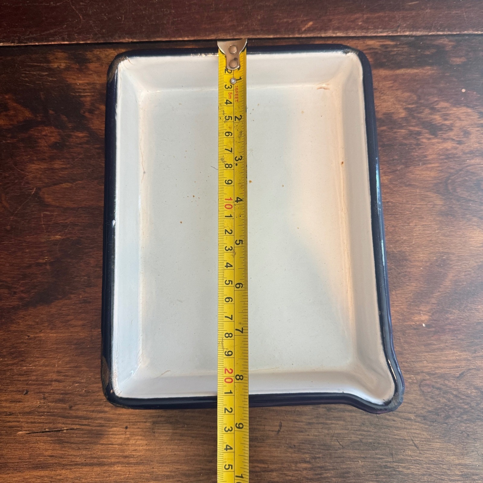 Vintage White Enamelware Tray Montauk Germany Medical Distressed