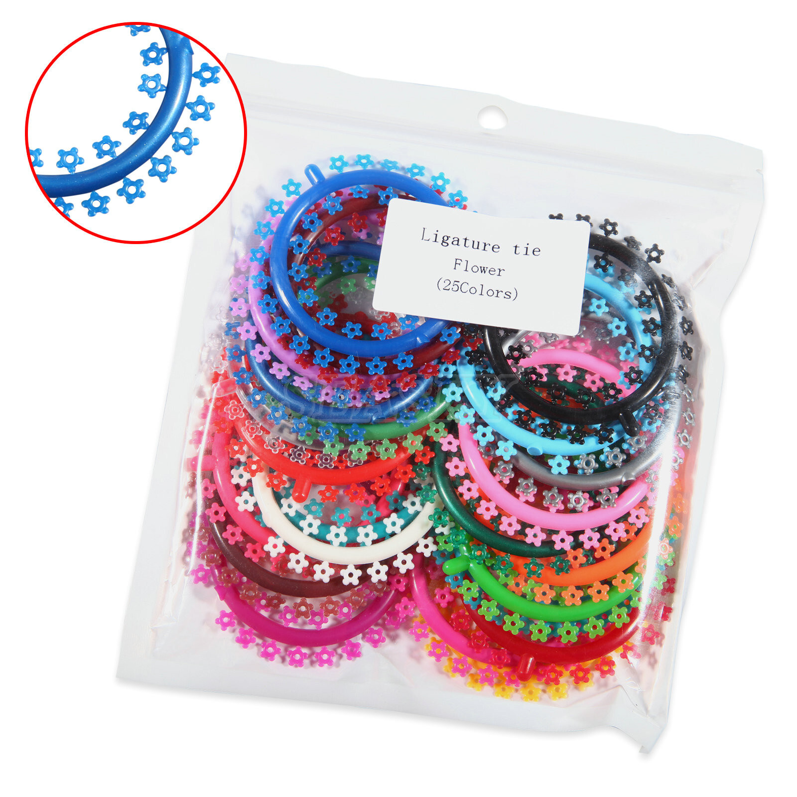 1000 Pcs/pack Orthodontic Elastic Rubber Multi-Color Flower Design Ligature Tie