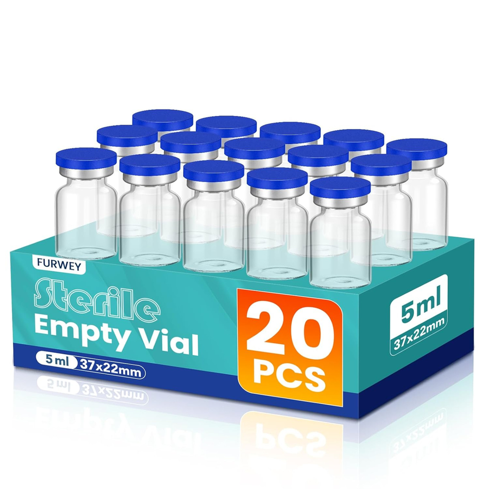 5ML Sterile Vials, Glass Empty Vials for Injection, 20 Pack | Sterile Vials with