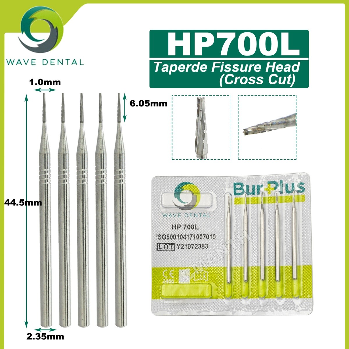 US WAVE Dental Tungsten Carbide Burs Dentistry Drills Dental Bur HP Dia 2.35mm