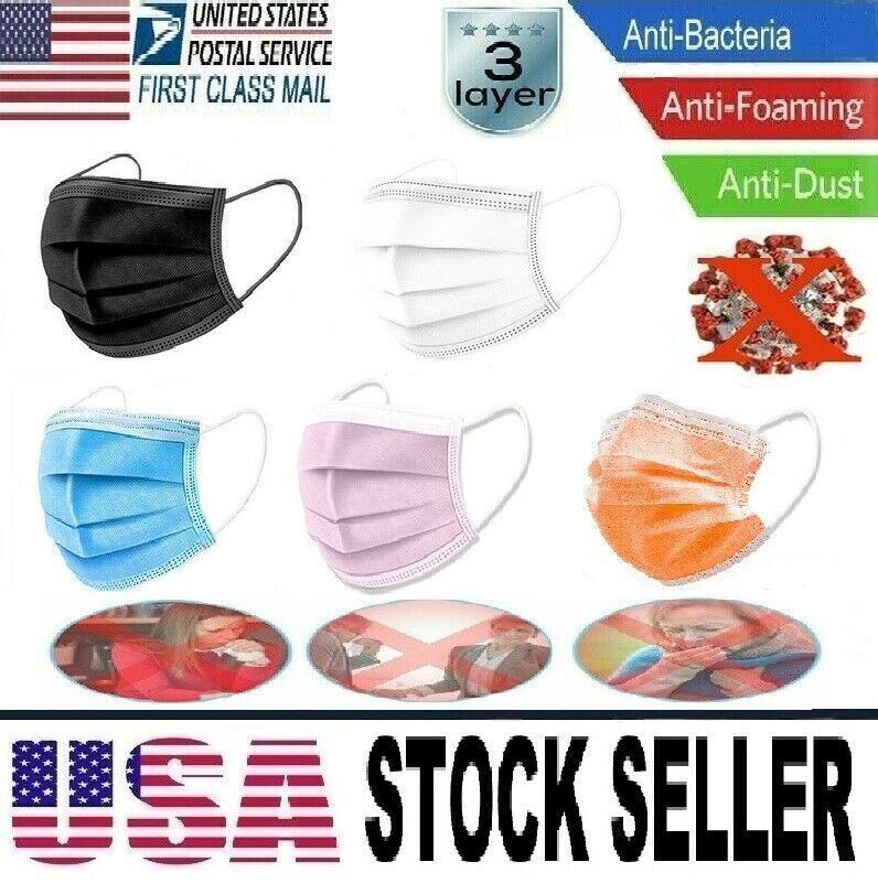 200 Pcs Disposable Medical,Surgical,Dental 3-Layers Face Mask 5 Assorted Color