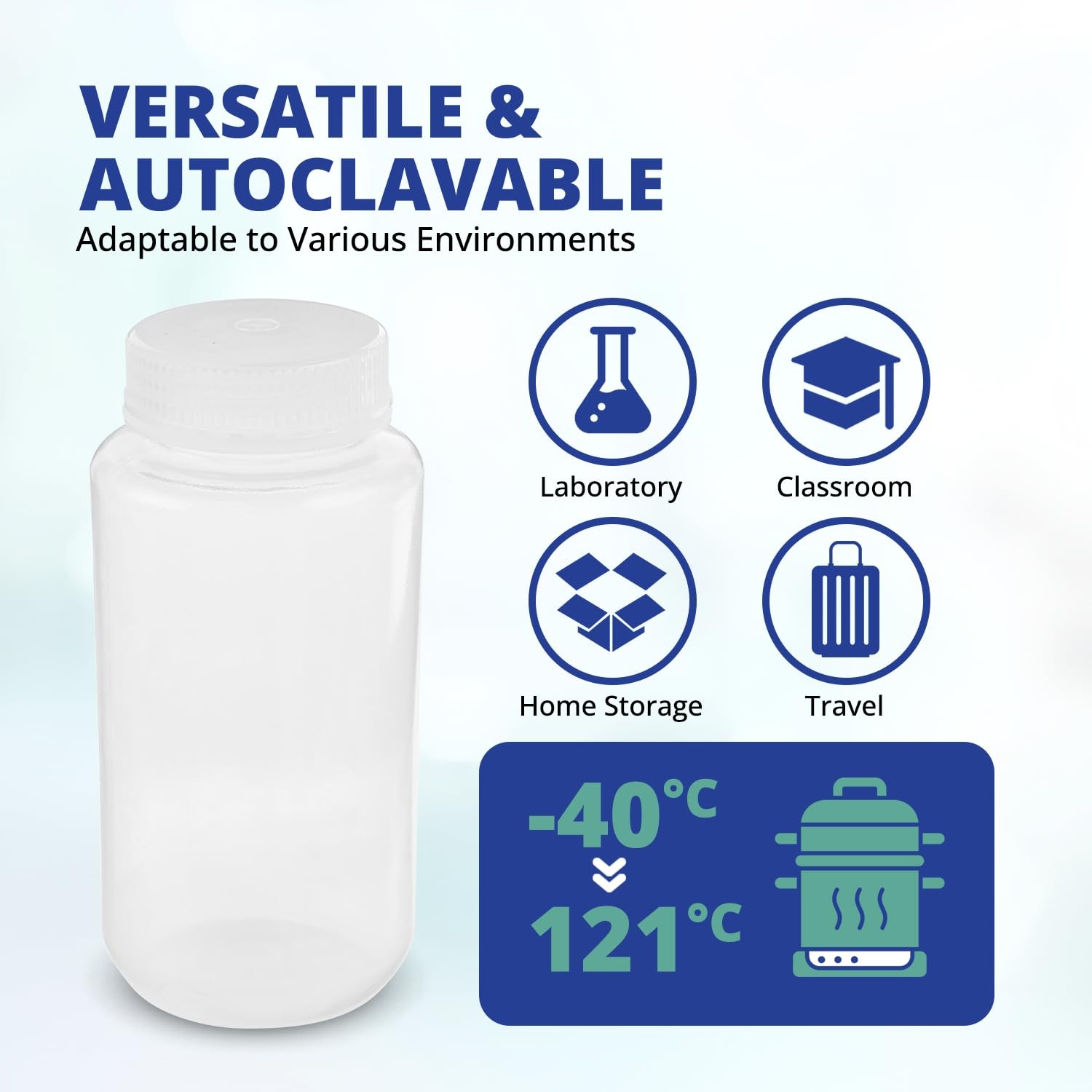 United Scientific™ Reagent Bottle, Polypropylene 32 oz (Pack of 1), Clear