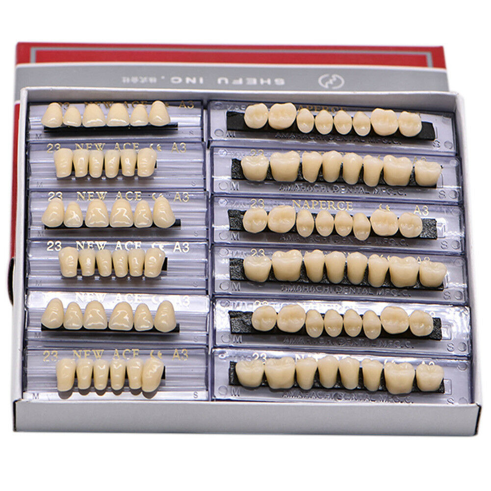 168pcs Acrylic Resin Denture 23#A3 Shade Dental Teeth Upper Lower Full Set Tooth