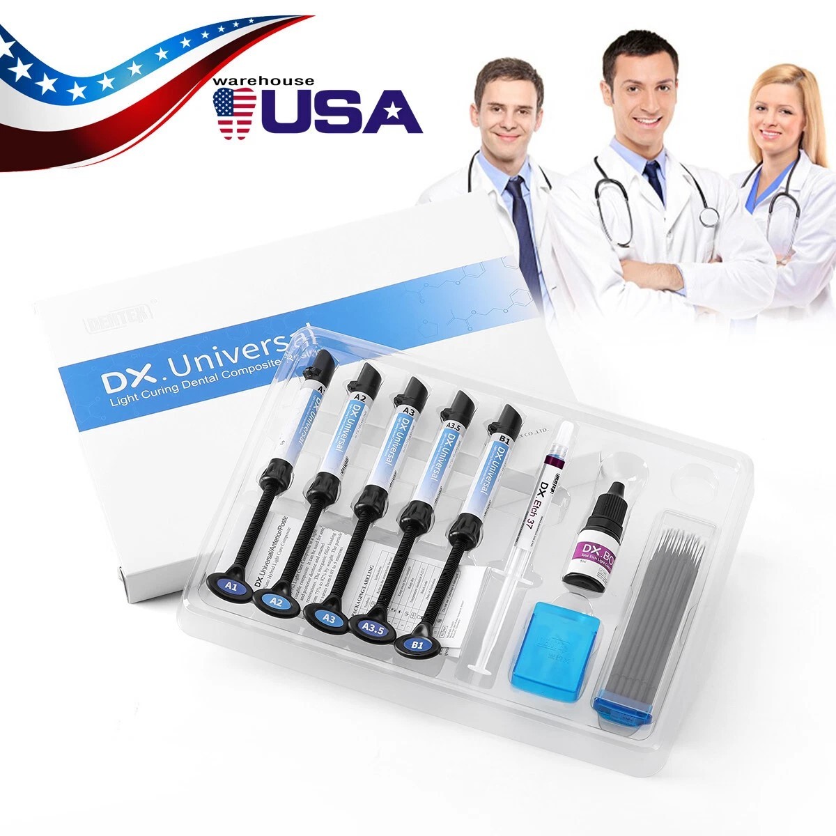 Dental Light Cure Composite Resin Etching Gel Donding A1 A2 A3 A3.5 B1 Kit