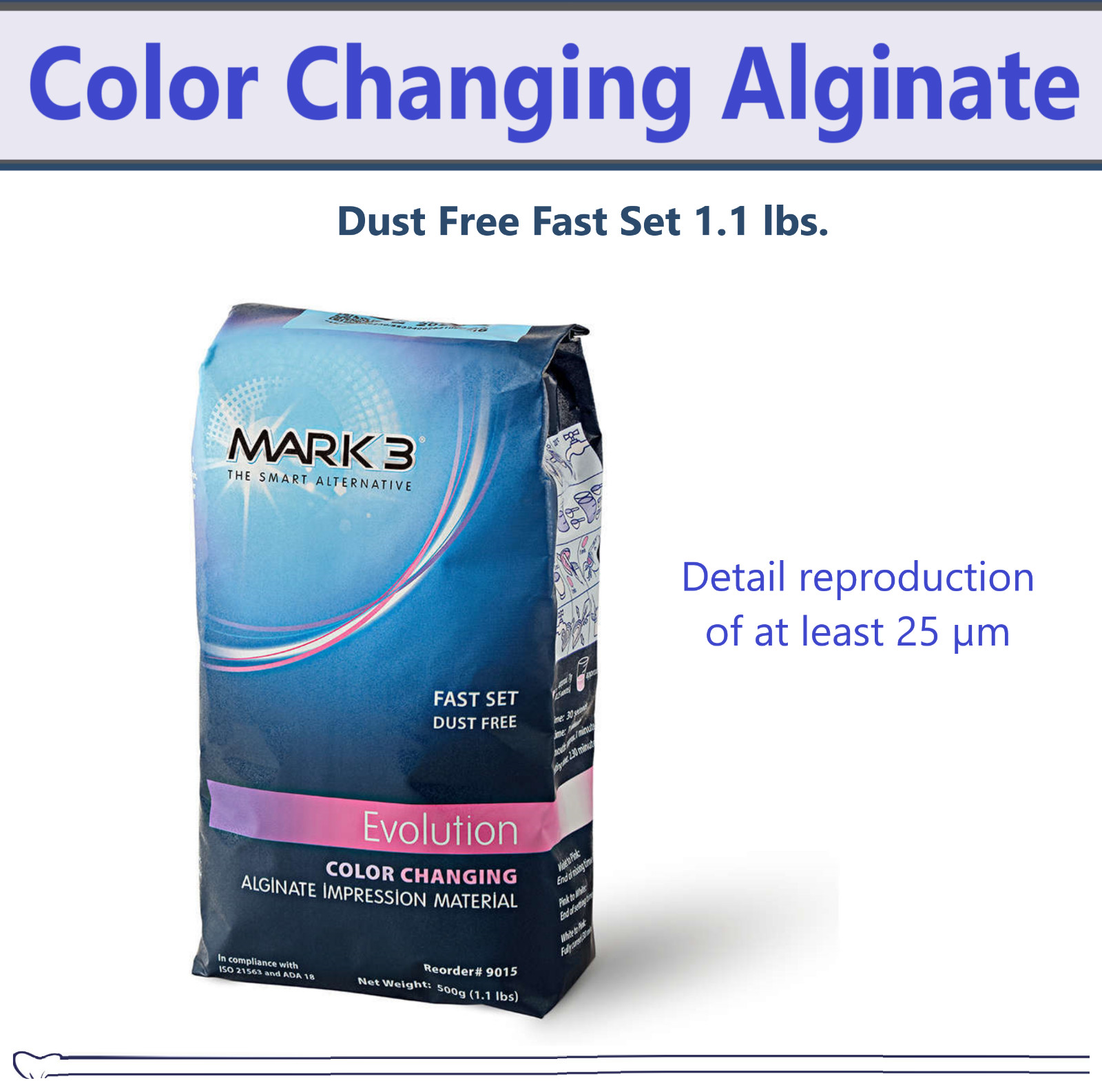 5 x Dental VPS Alginate Dustless Fast Set 1.1-lb, Mark3, Made in USA, Exp: 2026