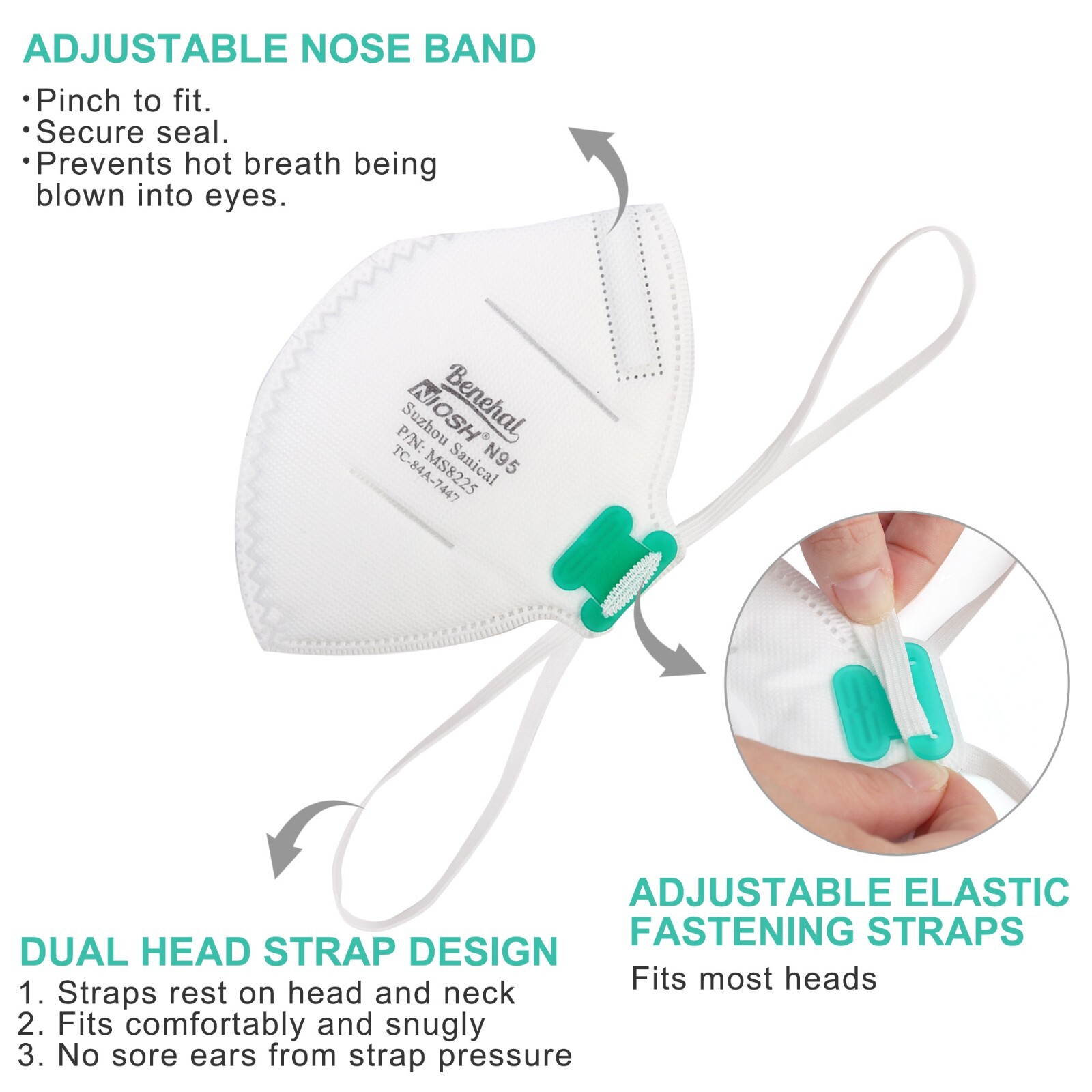 20PCS MEDICAL N95 Masks Particulate Respirator Protective Face Mask Disposable