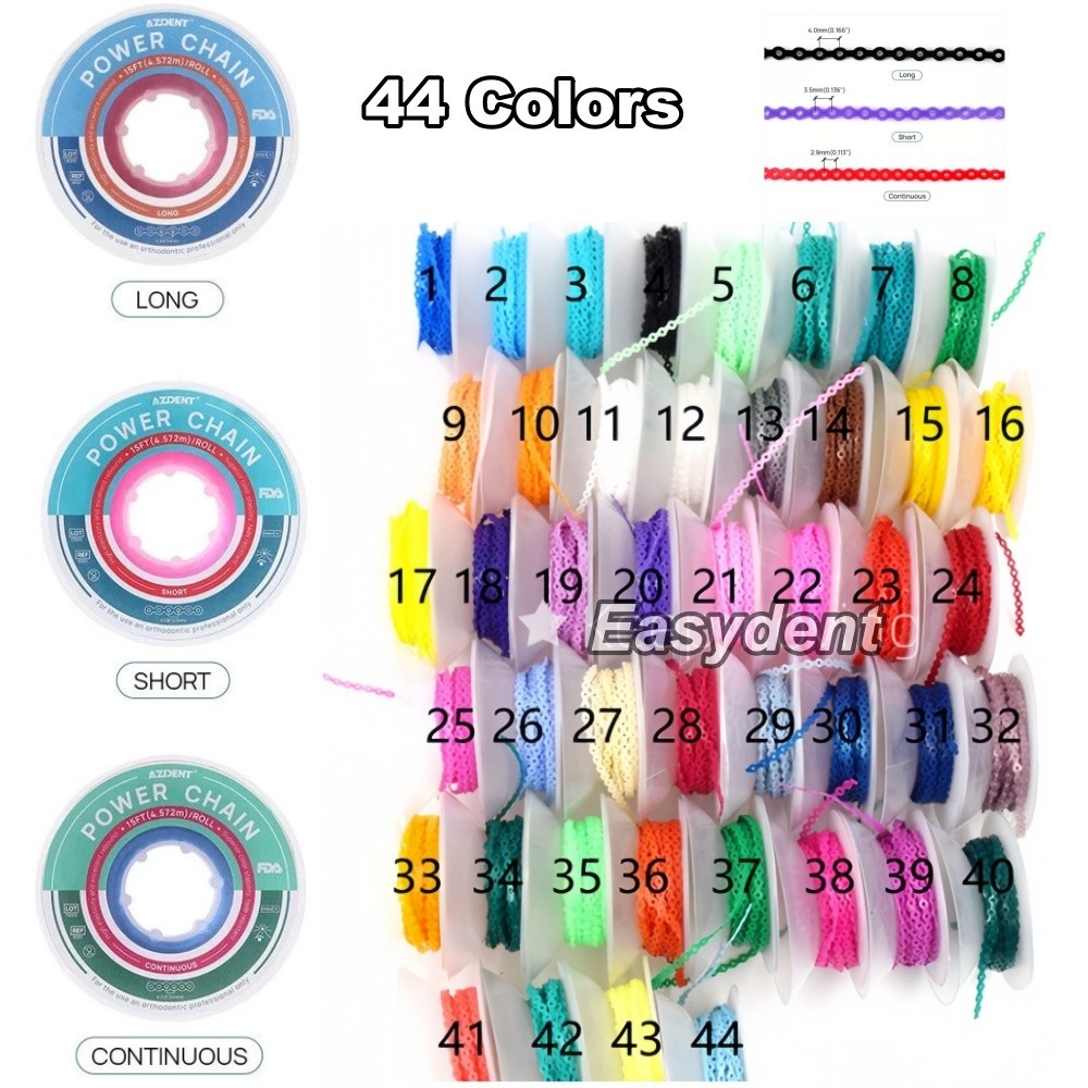 Dental Orthodontic Elastic Power Chain Rubber Braces Bands Continuous/Short/Long