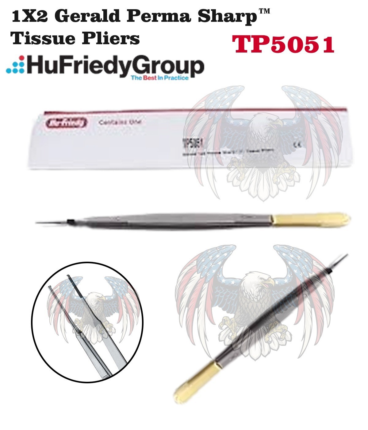 6 Pcs HU FRIEDY 1X2 Gerald Perma Sharp™ Tissue Pliers TP5051