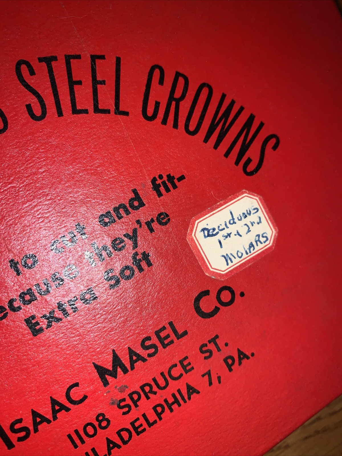 Lot of 196 vintage Isaac Masel stainless steel dental crowns