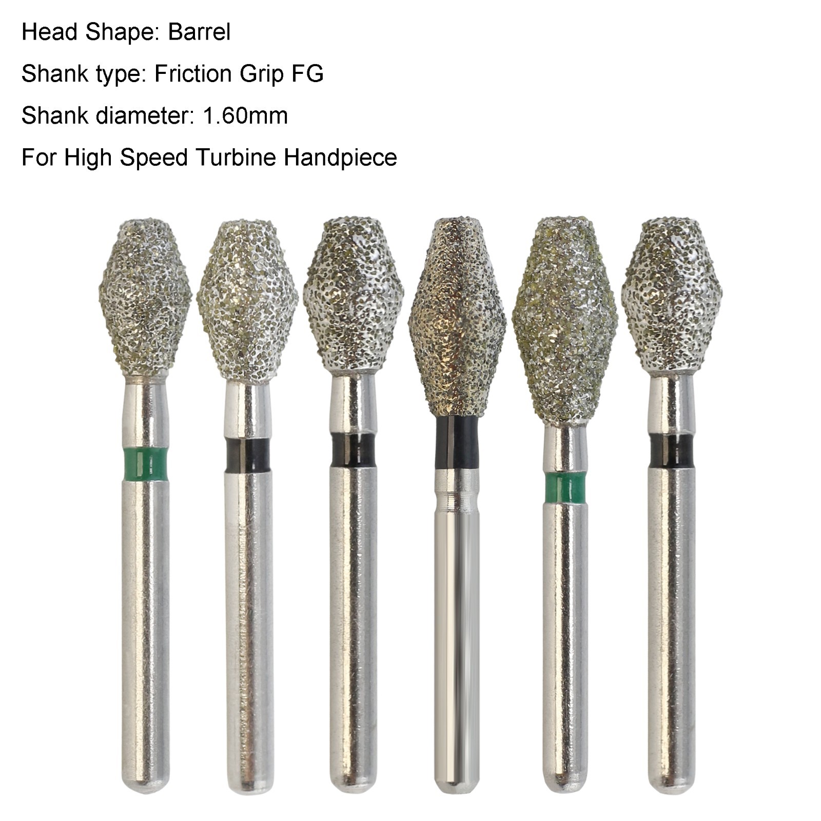 Dental Diamond Burs FG Round End Taper Football Barrel Pear Coarse Fine 856 379