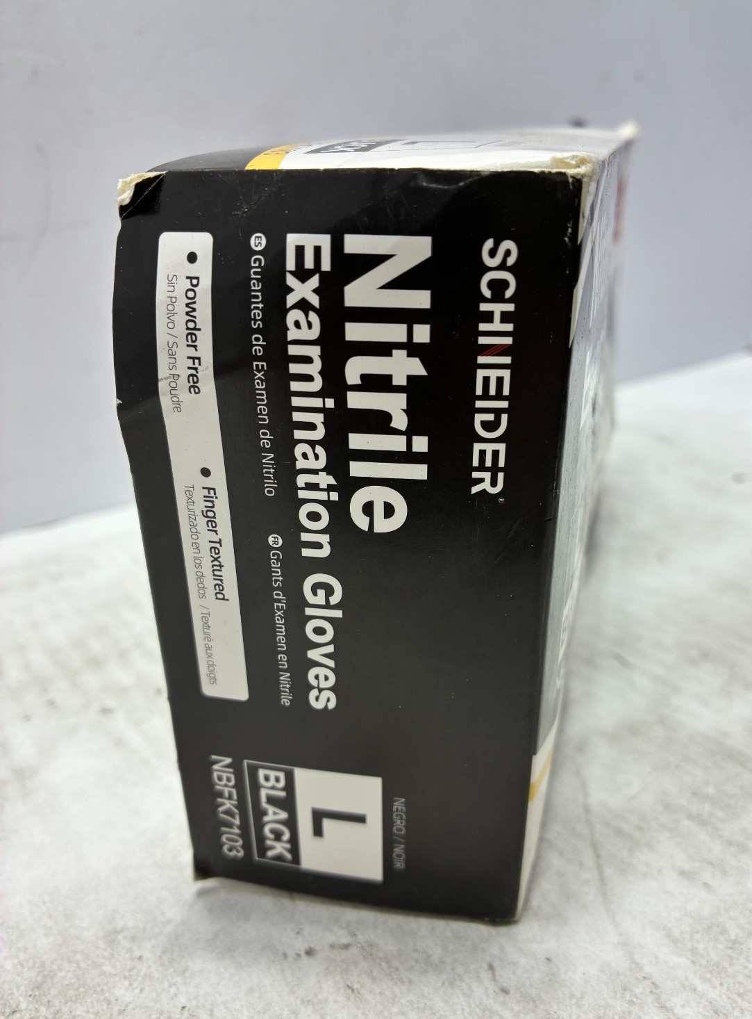 Schneider Disposable Nitrile Exam Gloves Large Black NBFK7103 100 Count