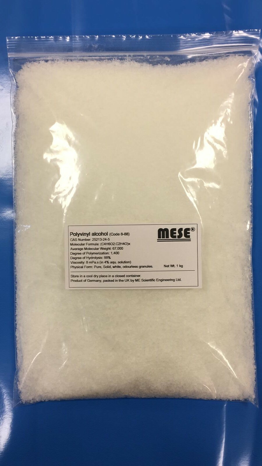 Polyvinyl Alcohol (PVOH), Pure Solid Granules, Made in Germany, Packed in the UK