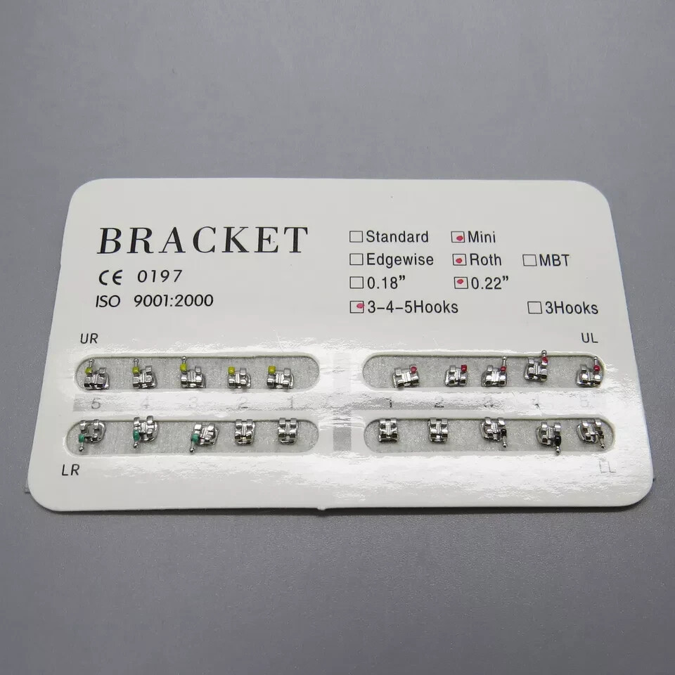 Dental Orthodontic NiTi Arch Wire/ Ligature Ties/Braces Kit 0.022 Roth Brackets