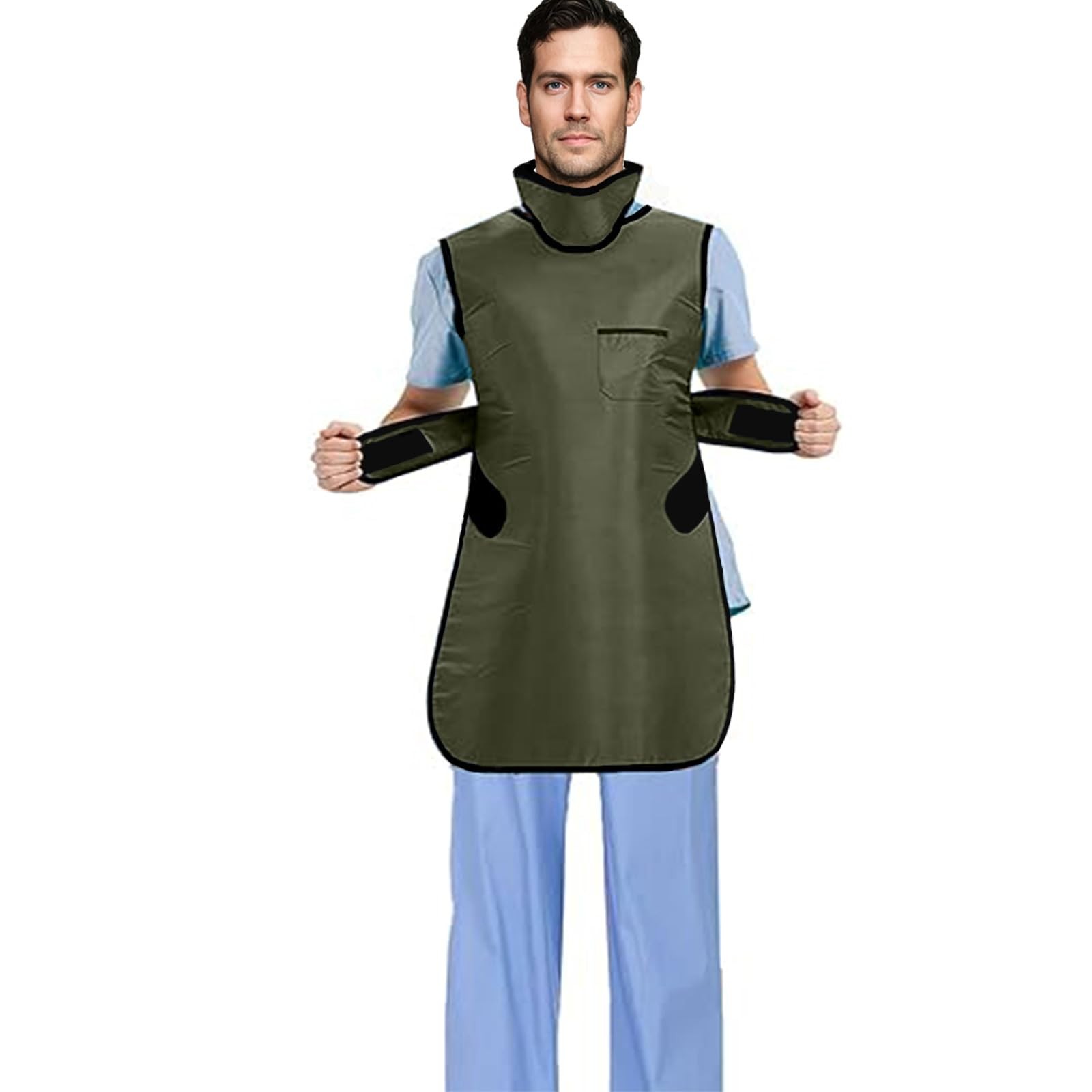 Heytaful 0.5mmpb X-Ray Half Lead Apron Shield with Thyroid Collar Army Green XL