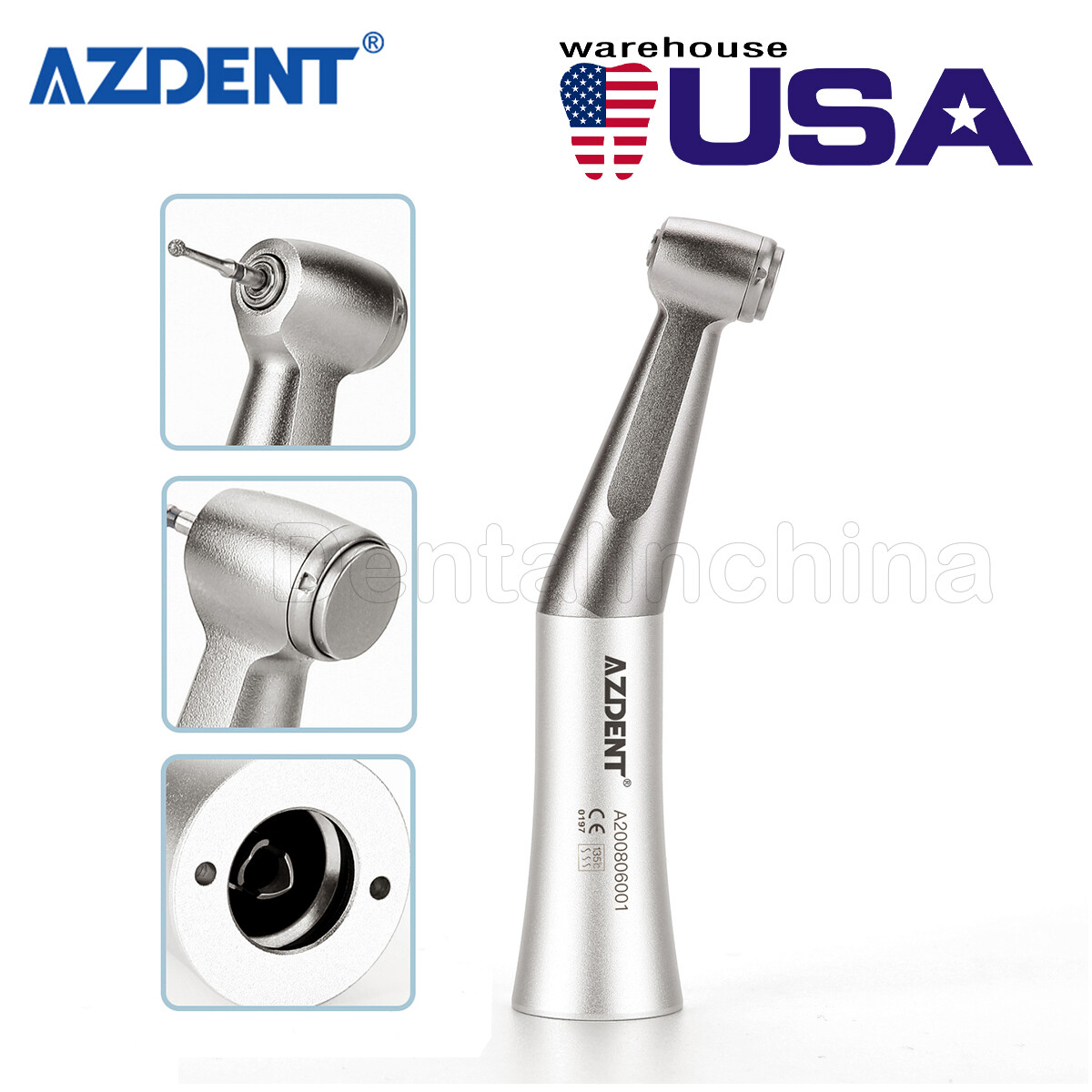 NSK Style Dental Slow Low Speed Handpiece Push Button Contra Angle Fg 1.6mm Bur