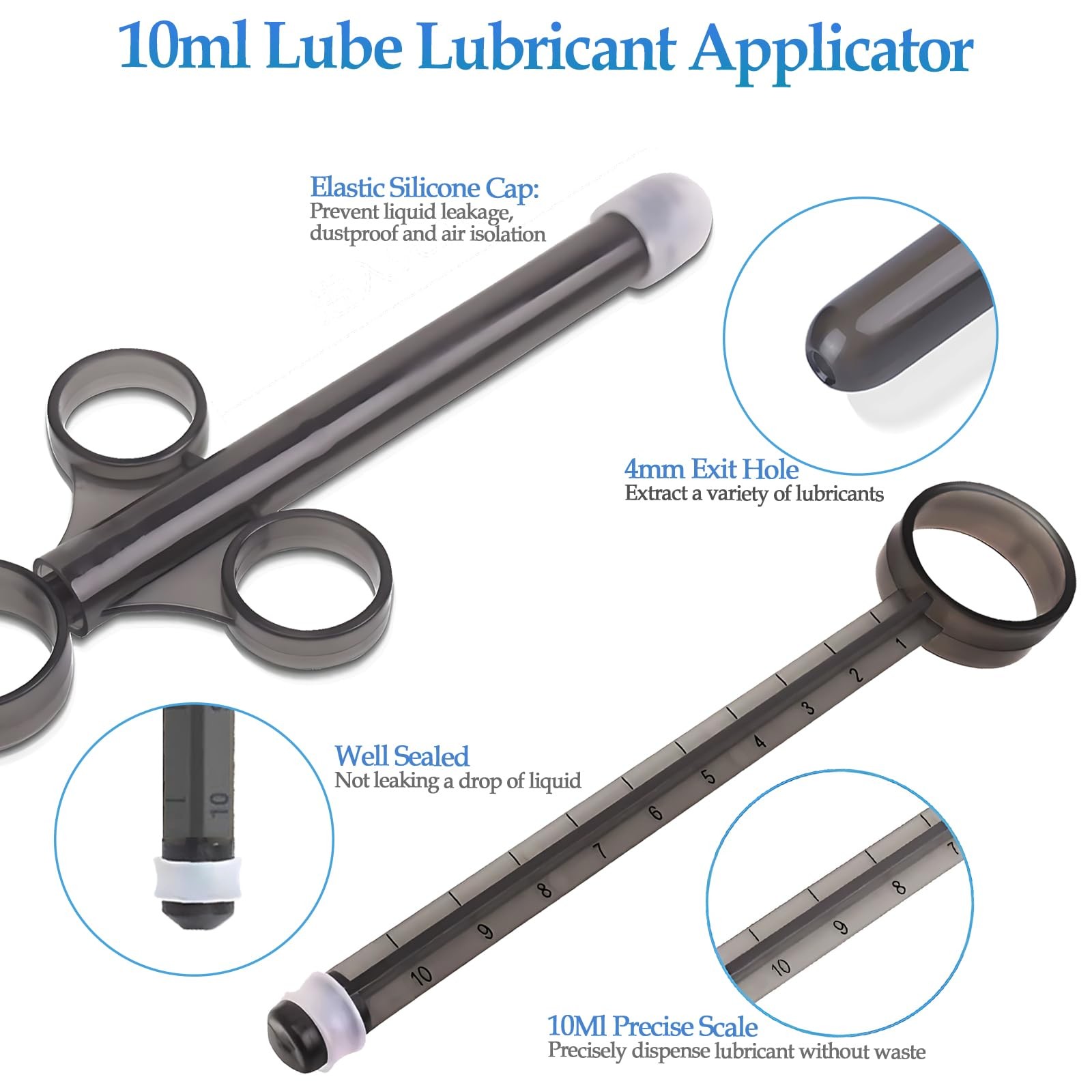 Lube Applicator Injectors with 10ml Precise 1 Count (Pack of 1), Black