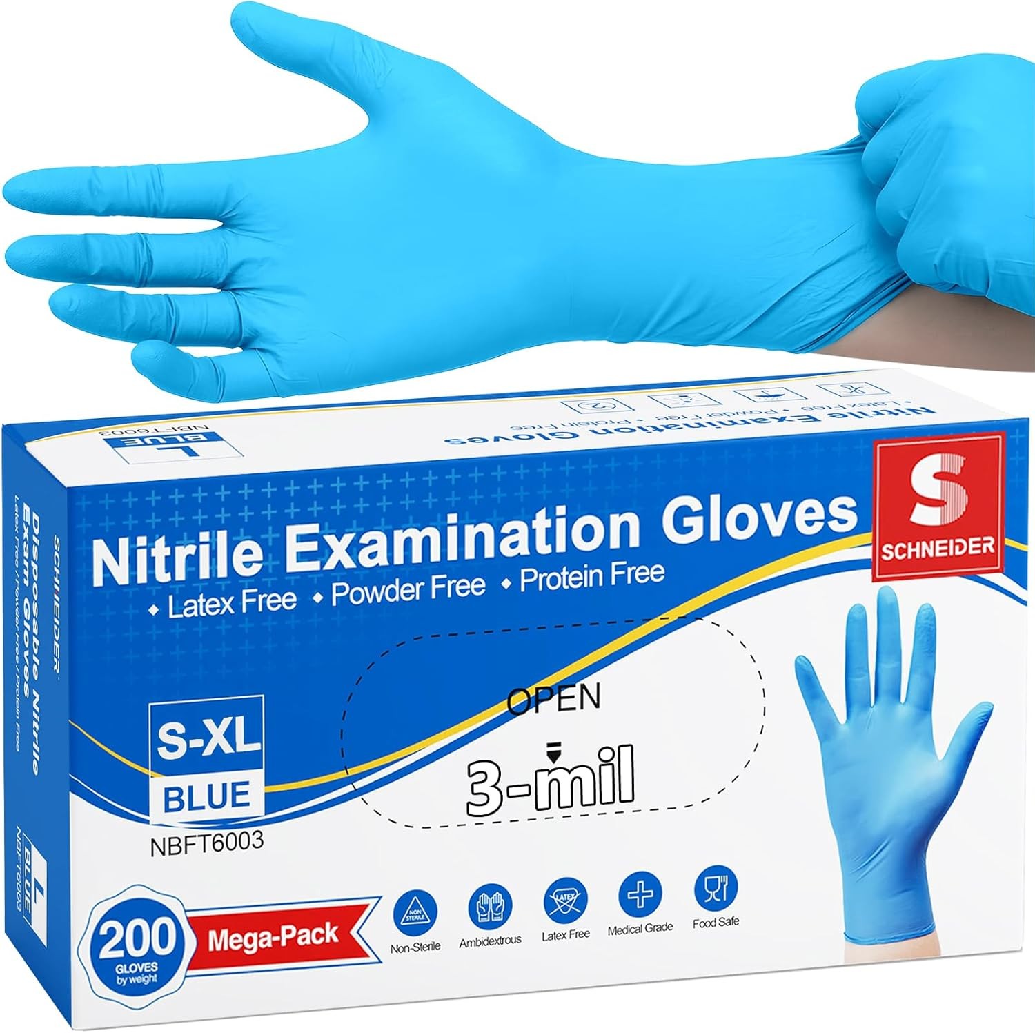 Nitrile Exam Gloves Medical Grade Blue Disposable Gloves Latex Free Rubber Glove