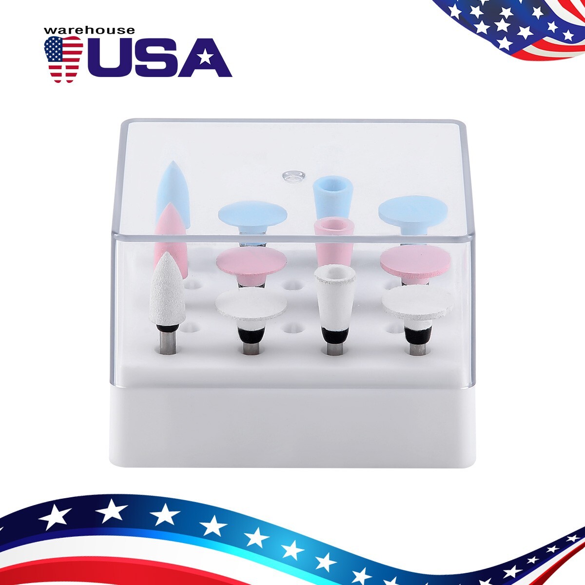 12 Pcs Dental RA Silicone with Aluminium Oxide Polishing Burs Coarse/Medium/Fine