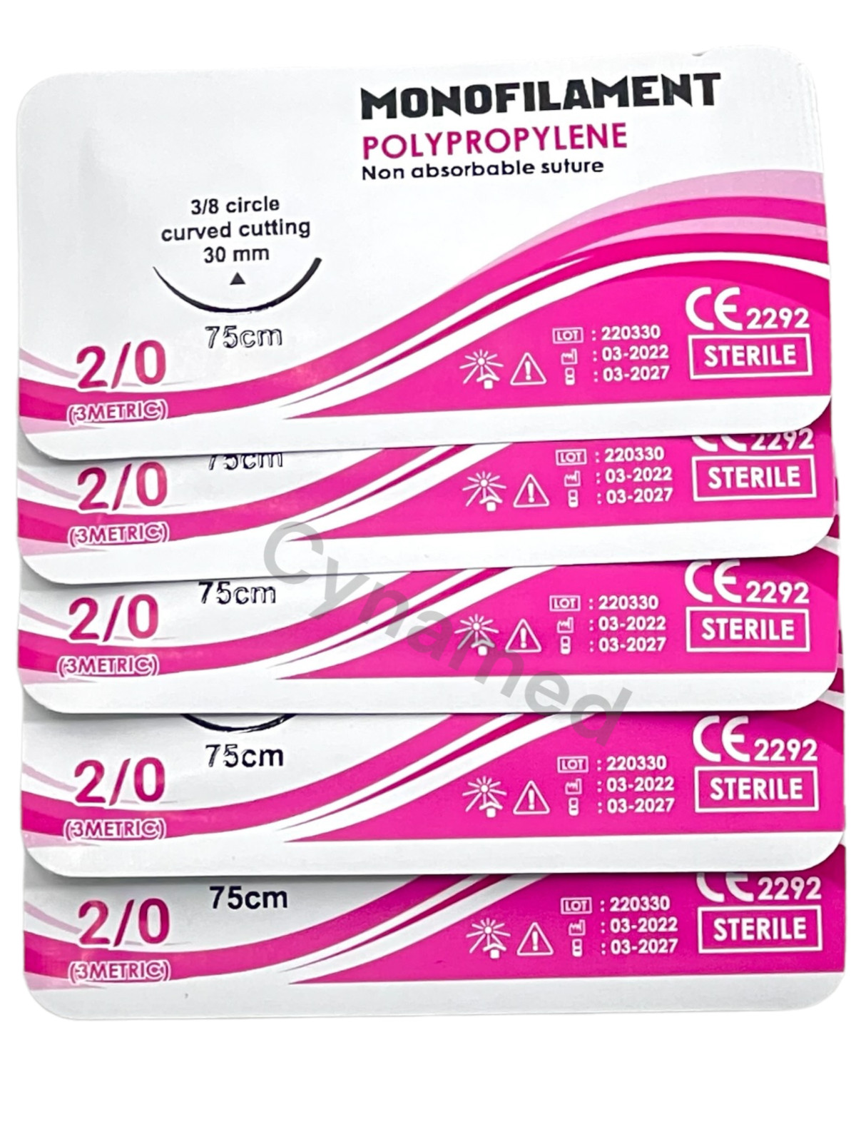 2/0 Polypropylene Sterile Training Suture Thread With Needle Sewing Box 12 PACK