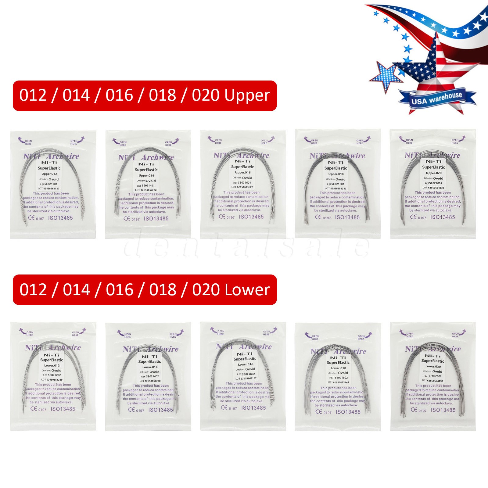 Dental Orthodontic Niti Arch Wire Round Ovoid Upper/Lower/All Sizes Mixed