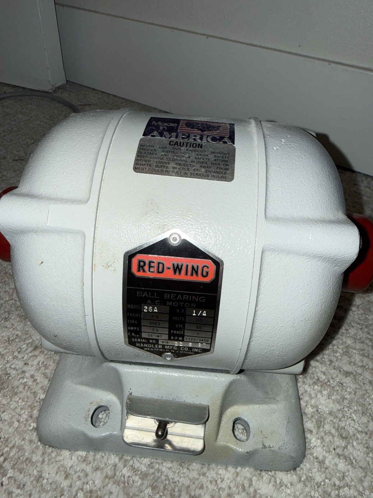 USA Red Wing 26A 1/4hp 115v Motor Dental Lab or Jewellery Polishing Works