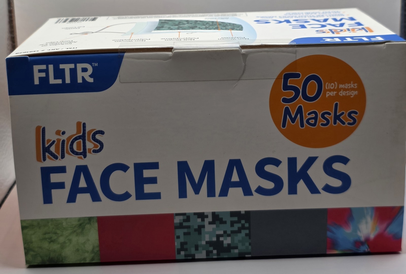 FLTR Kids Face Mask 50 Masks With 20 Adjustable Ear Loops 4 boxes of 50