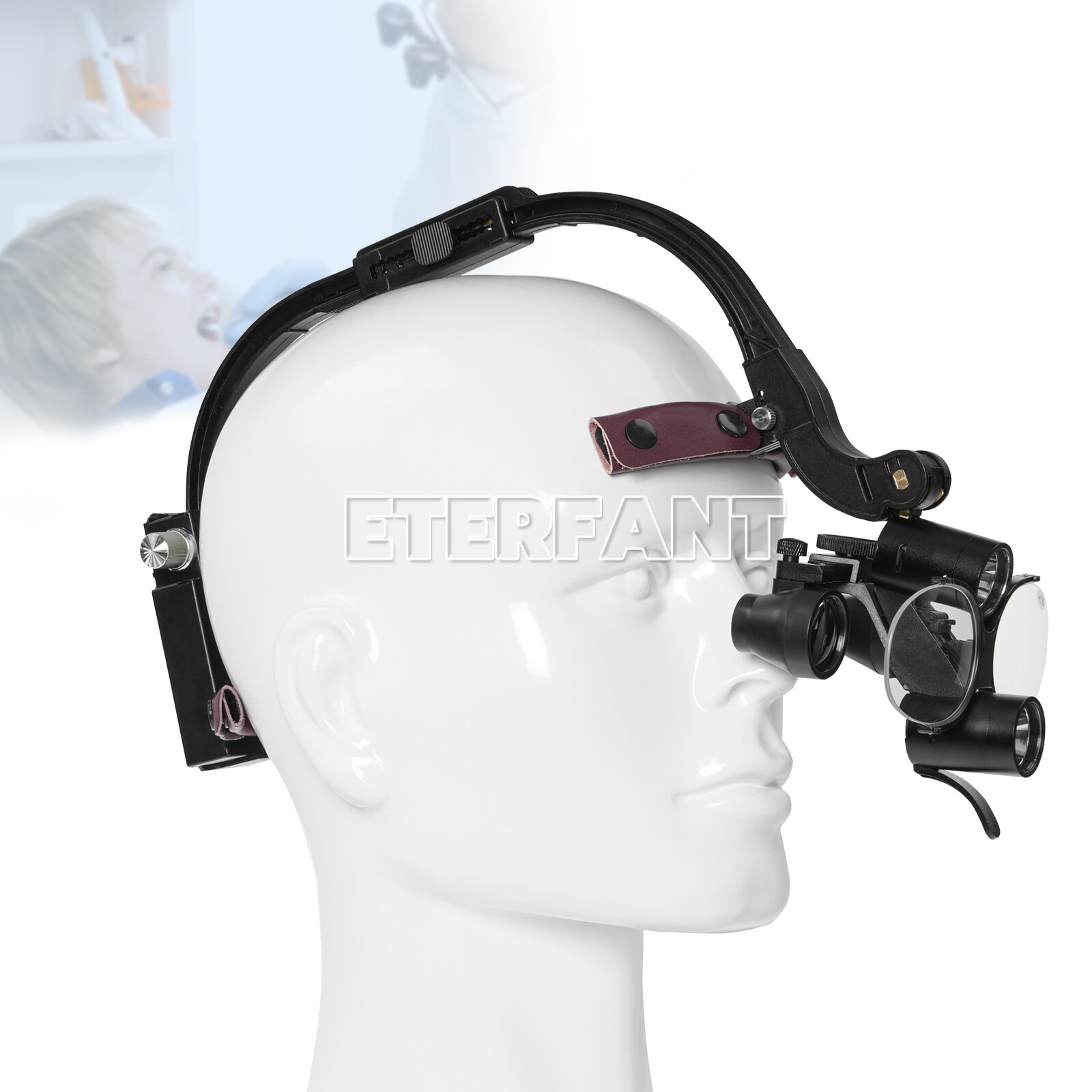 ETERFANT 3.5X Dental Surgical Headband Binocular Loupe w/5W LED Head Light 2 Led