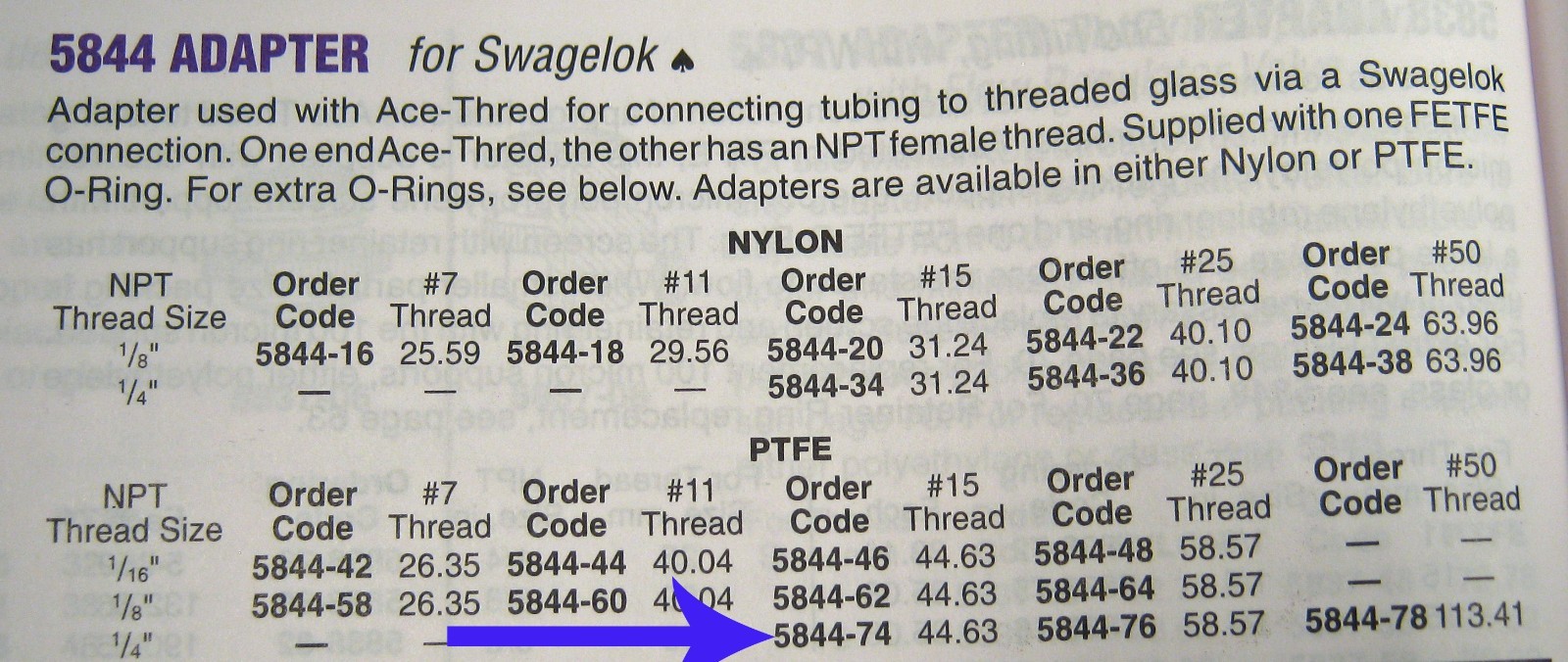 ACE?? TEFLON ADAPTER #15 THREADS FOR SWAGELOK FREE SHIPPING 7-C