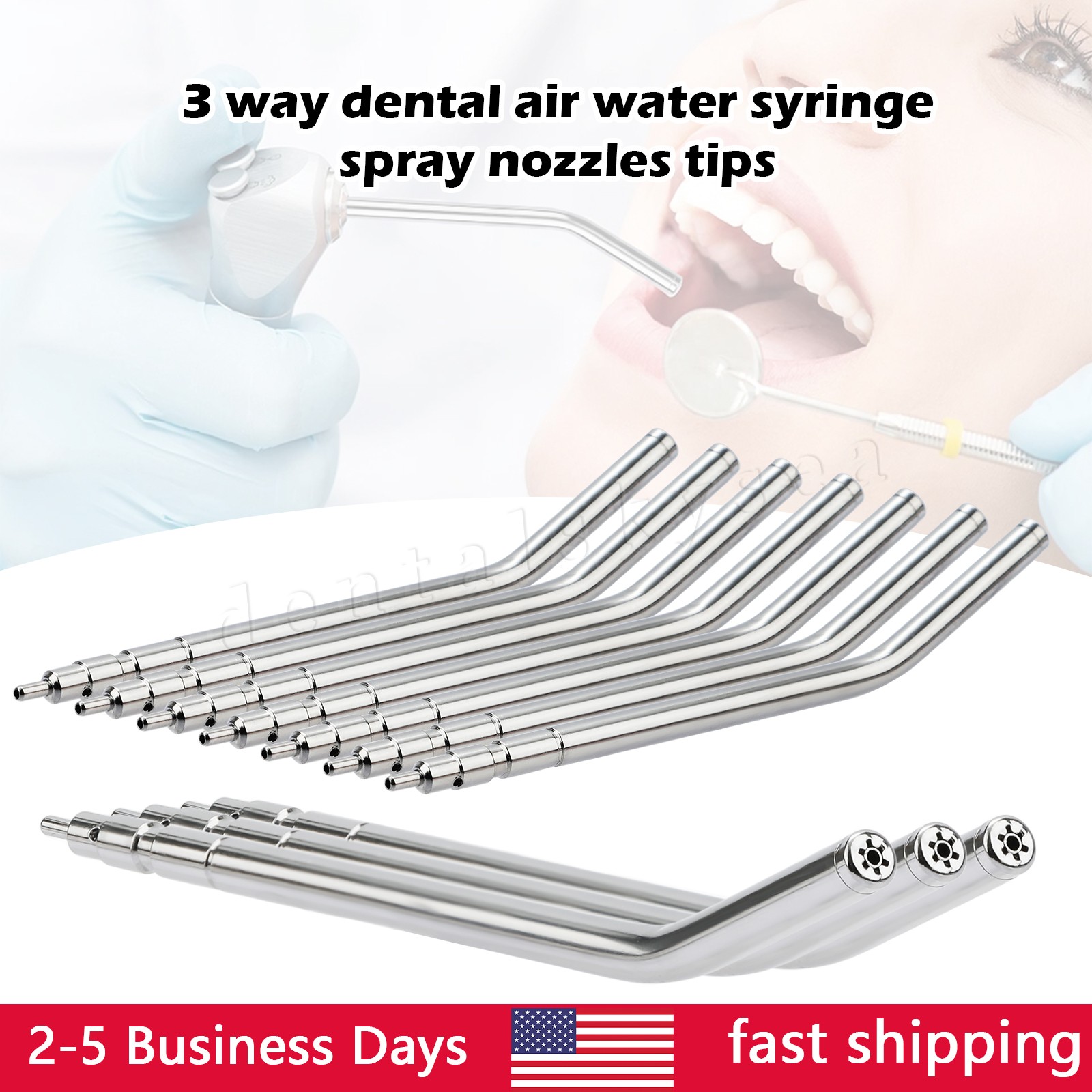 50 Dental Air Water Spray 3 Way Syringe 134℃ Autoclavable Nozzles/Tips/Tubes