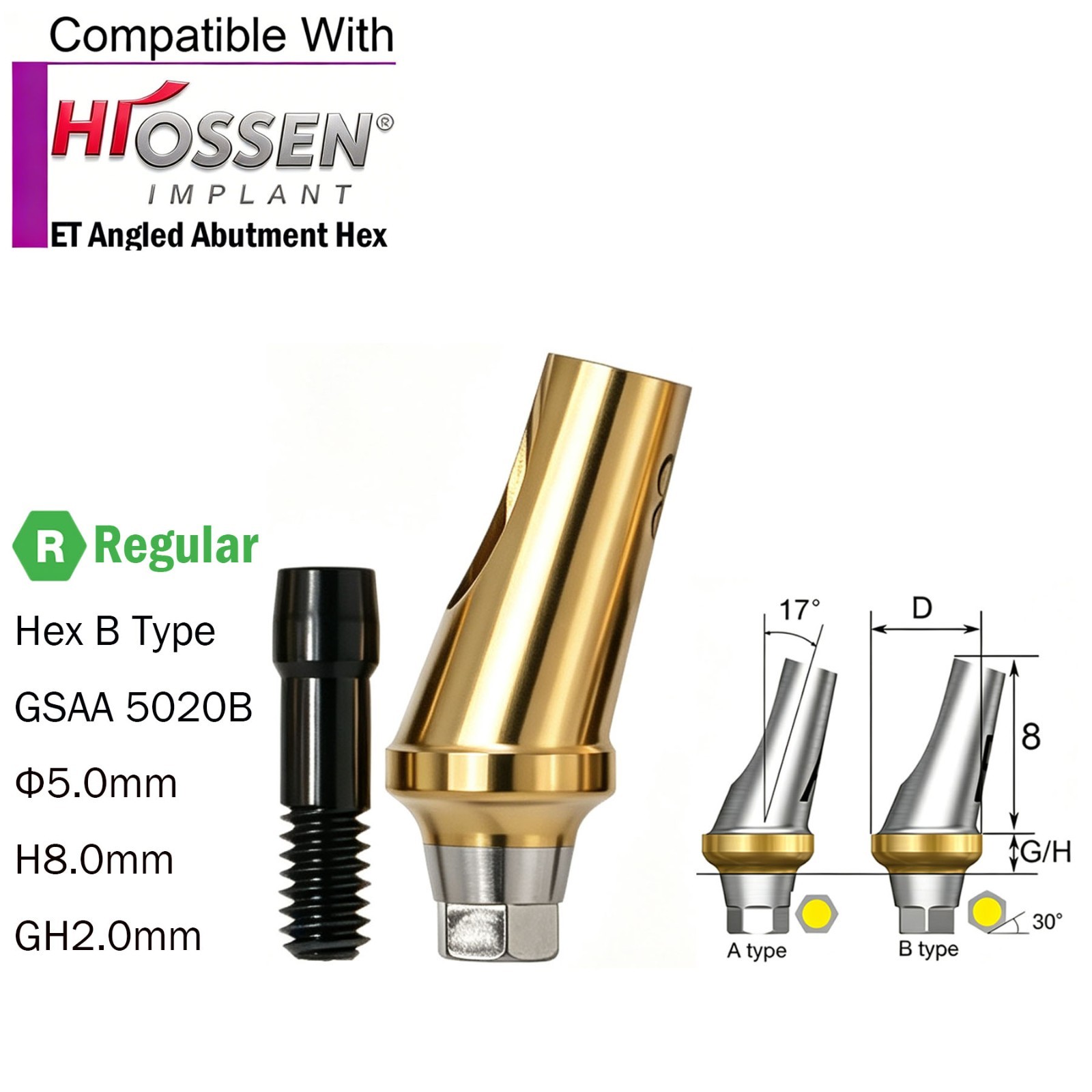 US Dental Angled Abutment 17° Titanium fit Osstem TS/Hiossen ET
