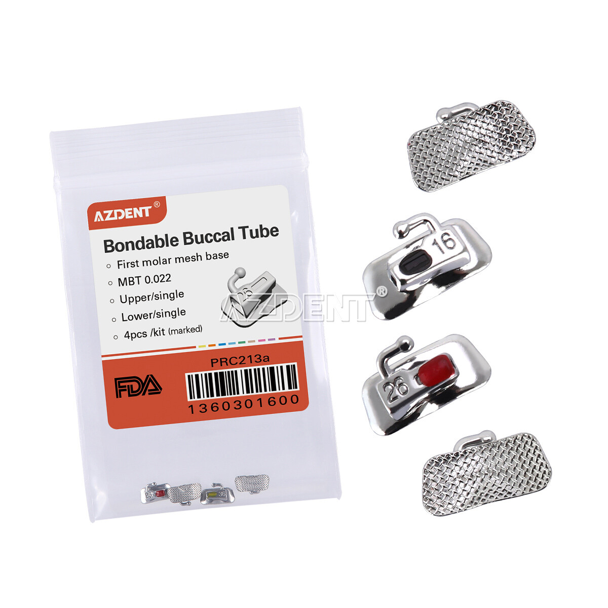 AZDENT Buccal Tube Roth /MBT 022″/0.018 Weldable/ With Laser Mark For 1st Molar