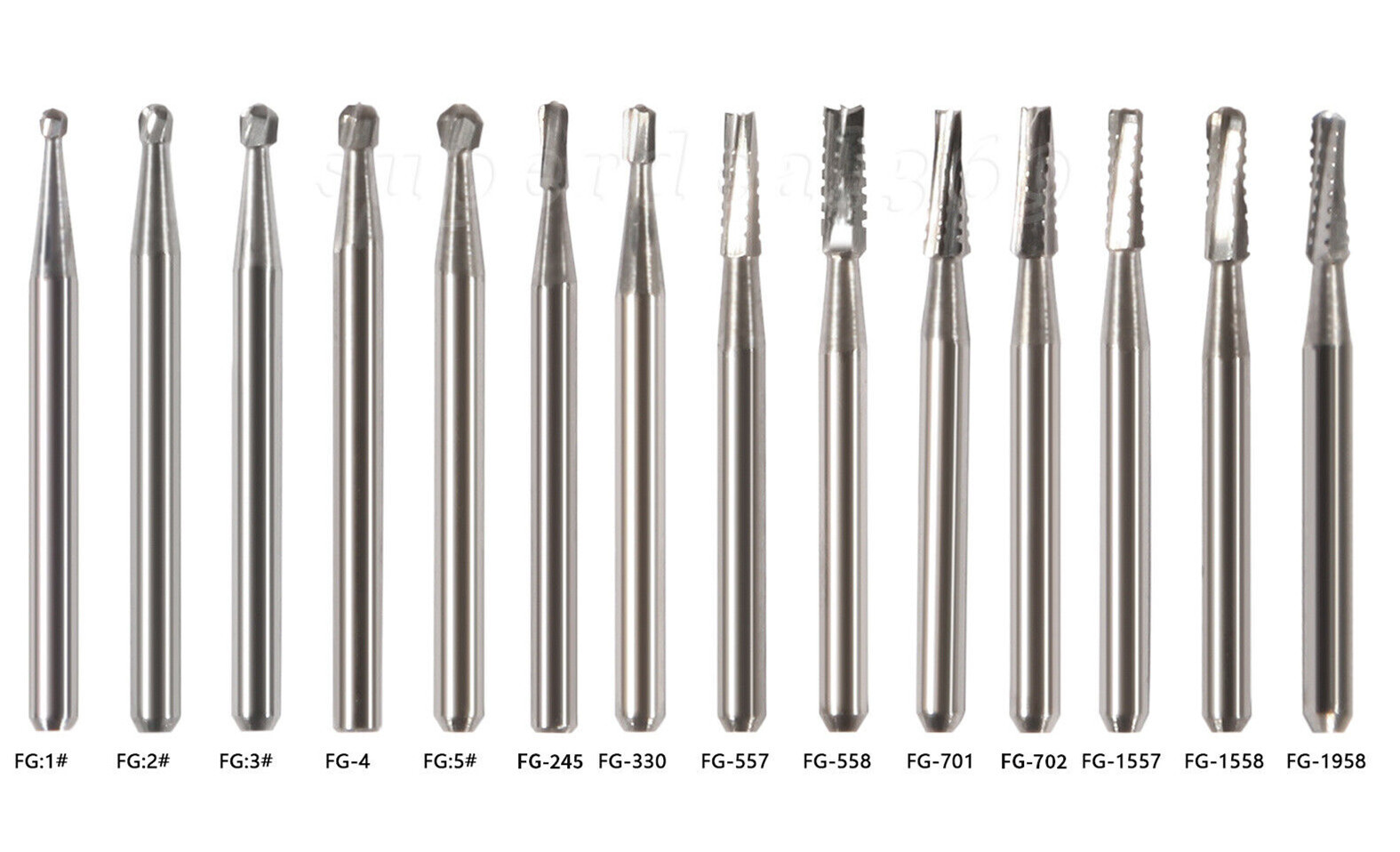 Dental Tungsten Carbide Steel Burs FG Drills Round Pear Taper Fissure Cutter