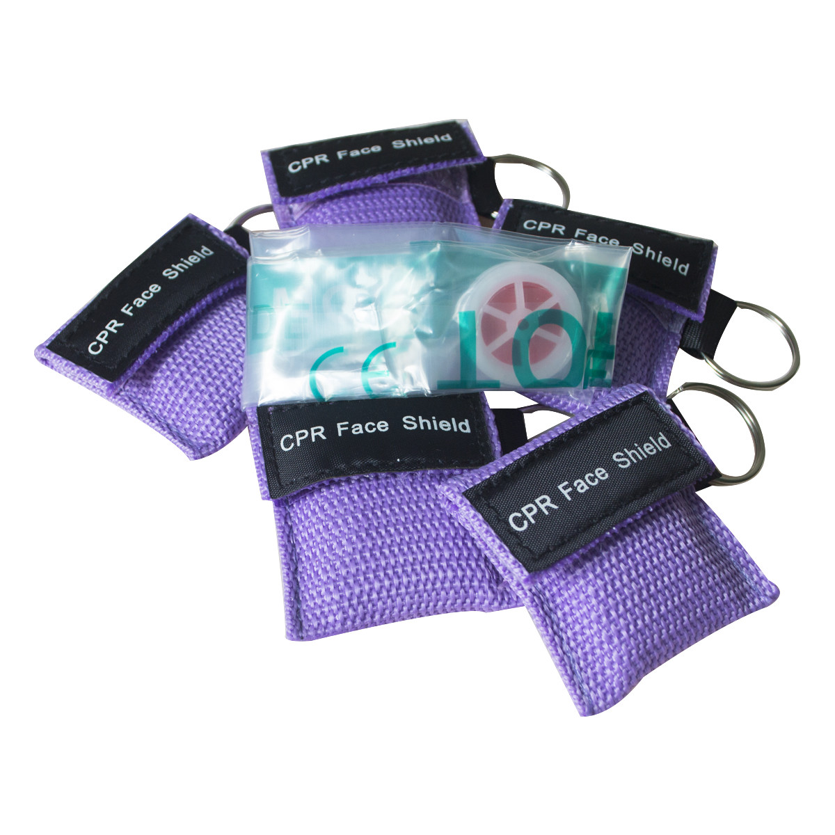 8pcs CPR Printed Nylon Keychain Pouch first aid kit cpr CPR Face Shield
