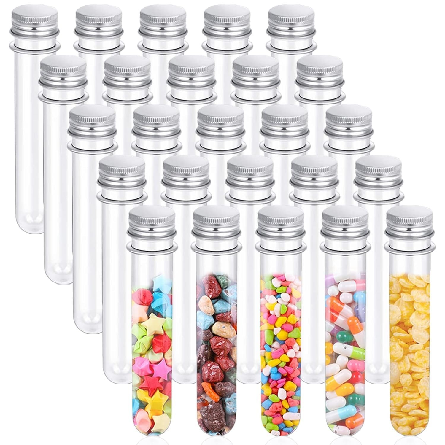 Versatile 25PCS Clear Tubes – Perfect for Science Parties & Gumball Gifts