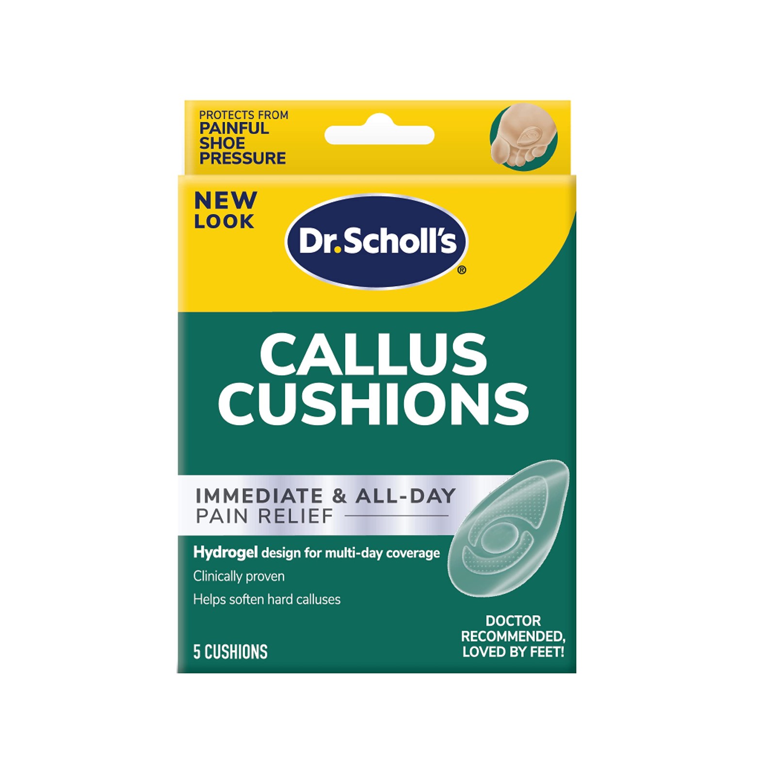 Dr. Scholl’s Callus Cushions with Hydrogel 5 Count (Pack of 1), White