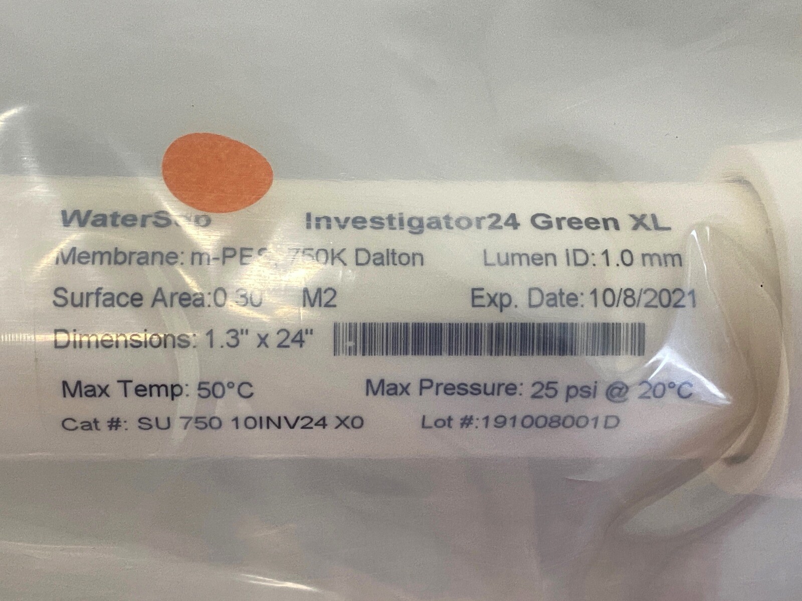 WATERSEP SARTORIUS Investigator24 Green XL Hollow Fiber Filter SU-750-10INV24-X0