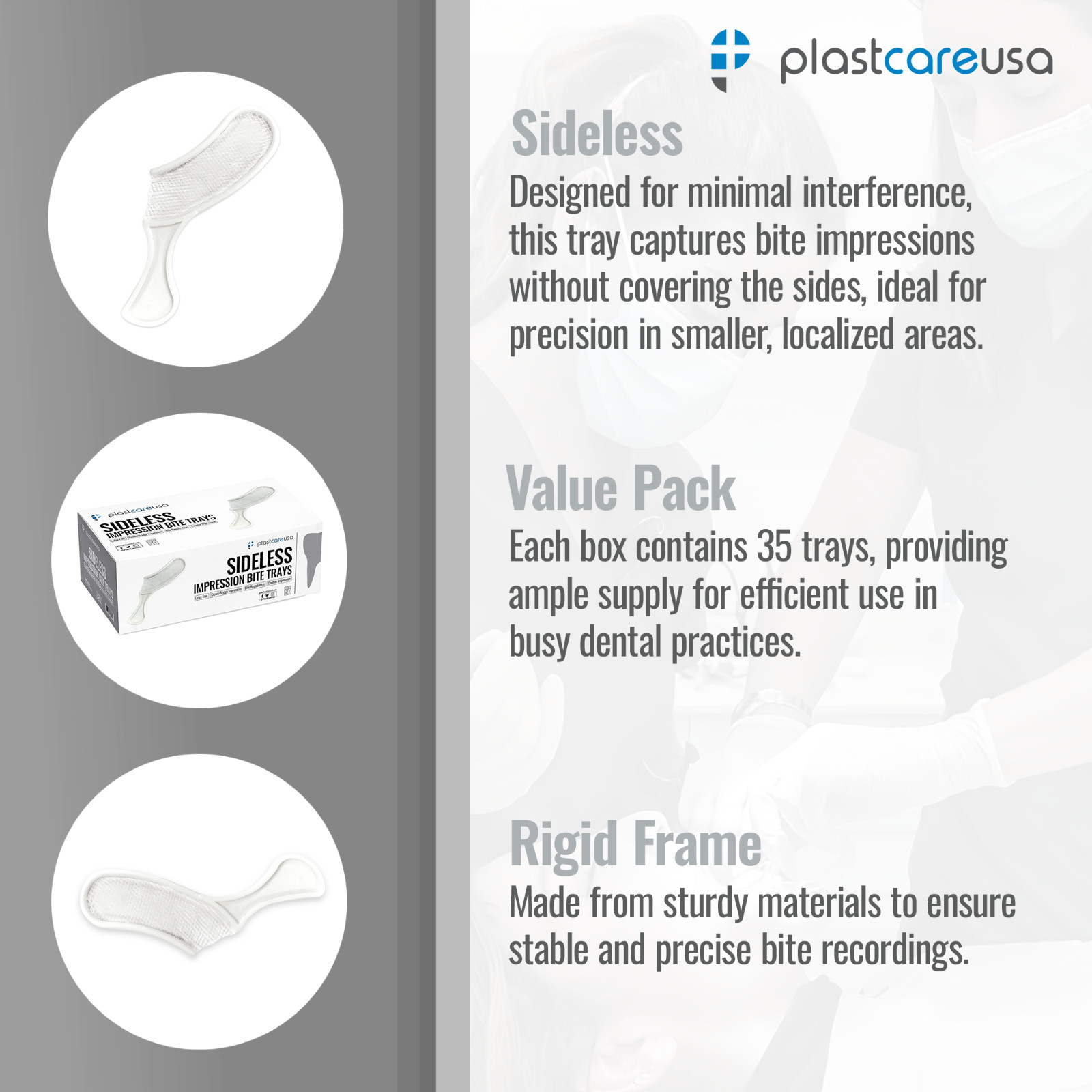 35 Dental Bite Registration Impression Triple Trays Molding Alginate (Sideless)