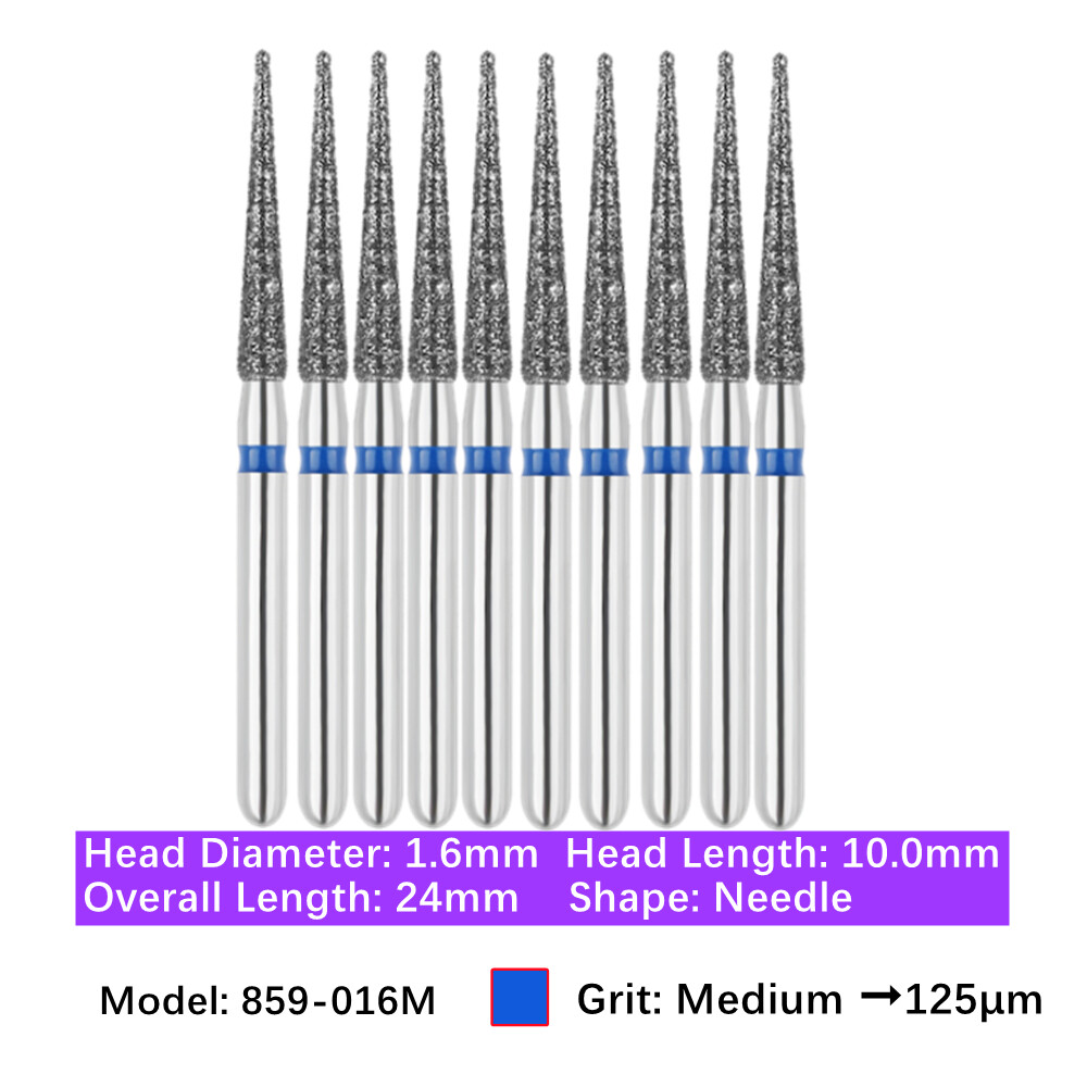 10pc Vakker Friction Grip Diamond Burs Needle Burs for High Speed Handpiece