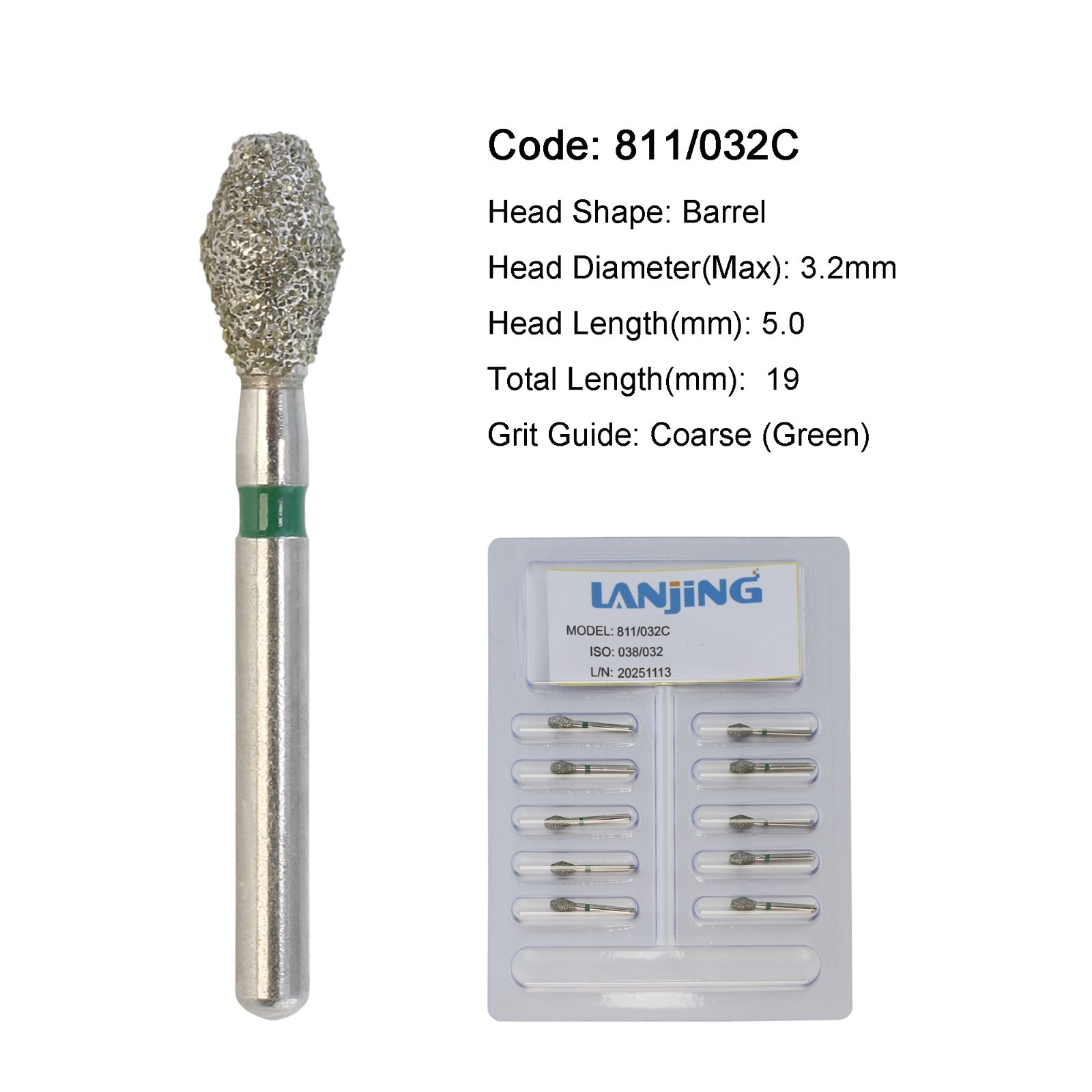Dental Burs Diamond Round End Taper Surgical Long Ball Barrel FG for High Speed