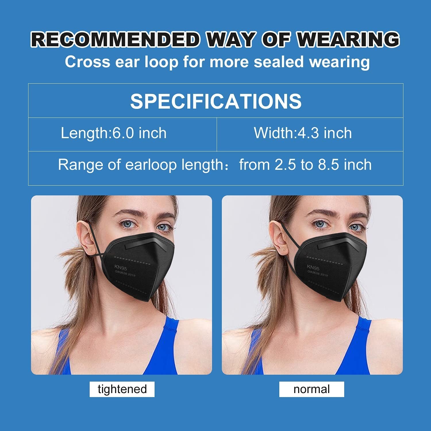 60 Pcs KN95 Face Masks, 5-Layer Cup Design, 95% Filter Efficiency, Home & Work