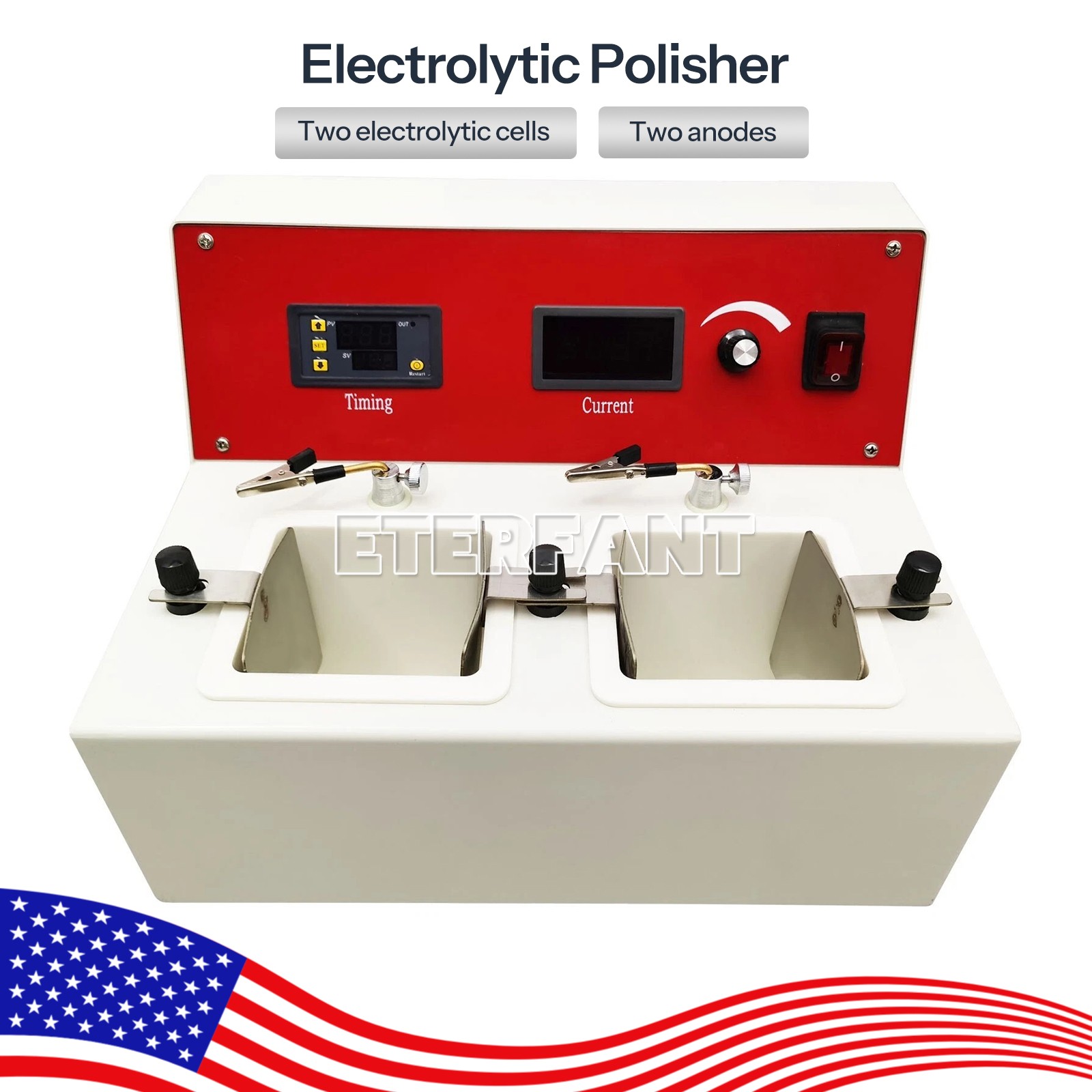 ETERFANT Dental Lab Electrolytic Polishing Machine with Two Electrolytic Cells