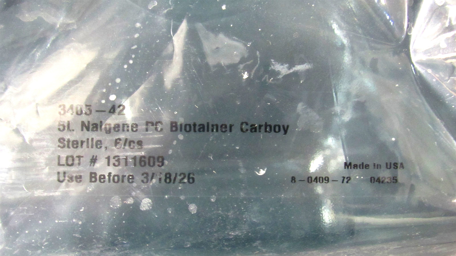 New 8-Pack Thermo Nalgene 3405-42 5-Liter Polycarbonate Biotainer Carboys