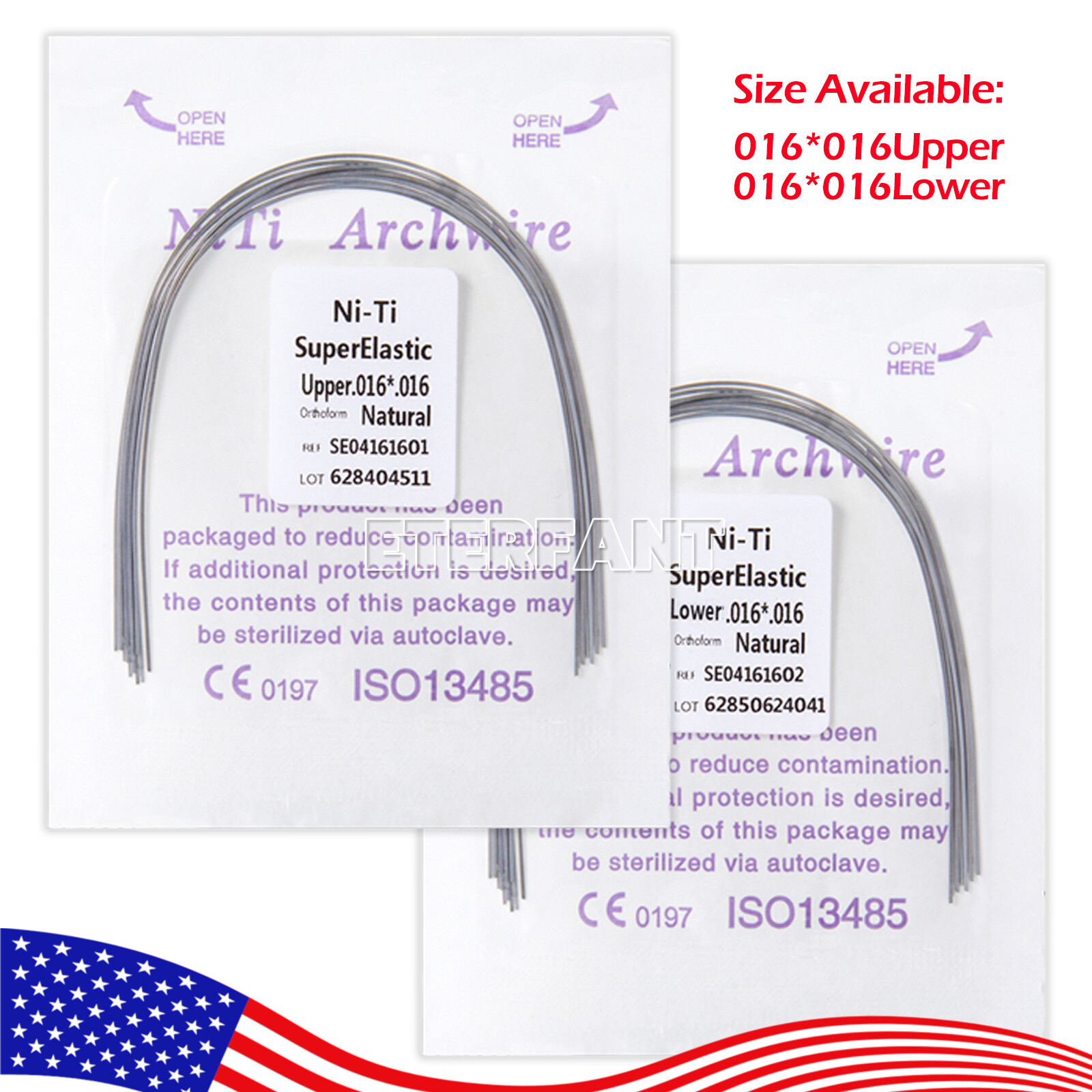 0.99/pack ETERFANT Dental Orthodontic Arch Wire Rectangular NiTi/Stainless Steel