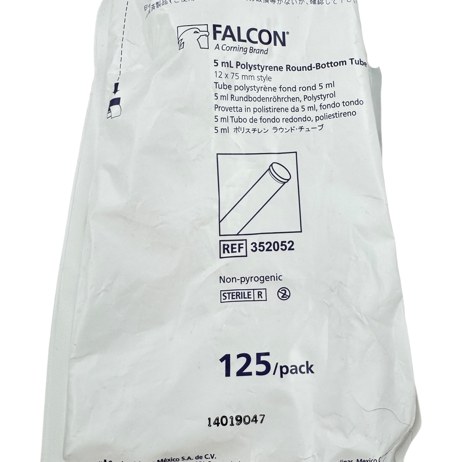 5 Pack of BD Falcon 5ml Polystyrene Round Bottom Tube 12x75mm 125 per Pack