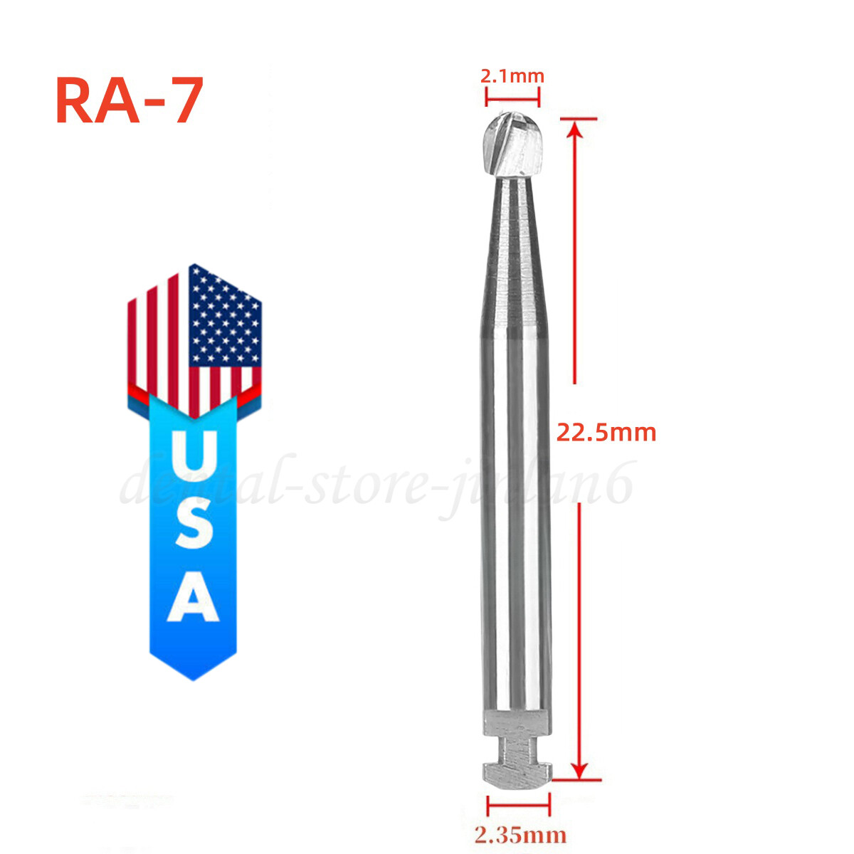 5 pieces Dental 22.5mm Round Carbide Bur Slow Speed Latch Type RA7 Burs USA