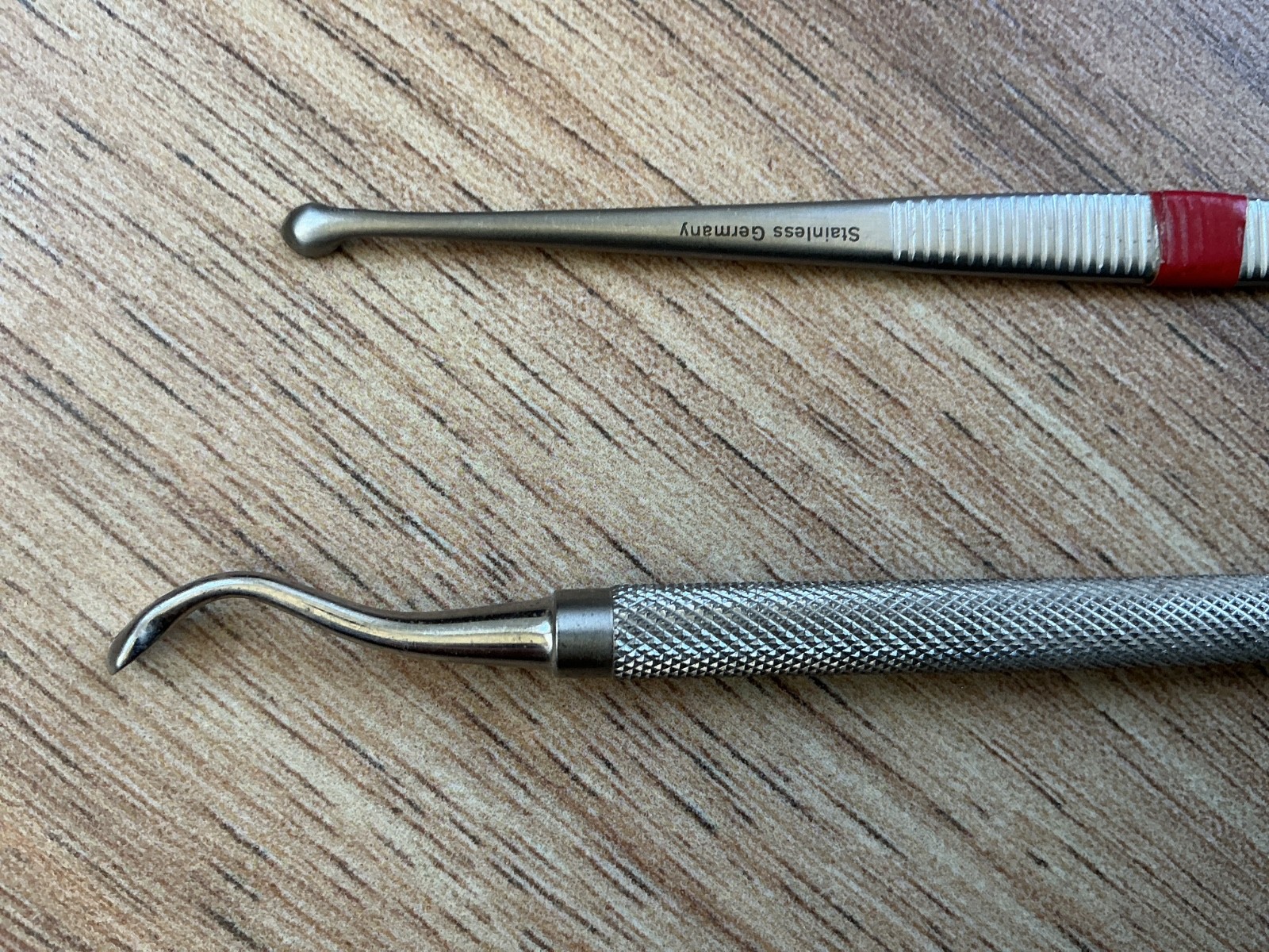 2-Tiemann Surgical Dermal Curette Size Unknown Stainless Steel Instrument German
